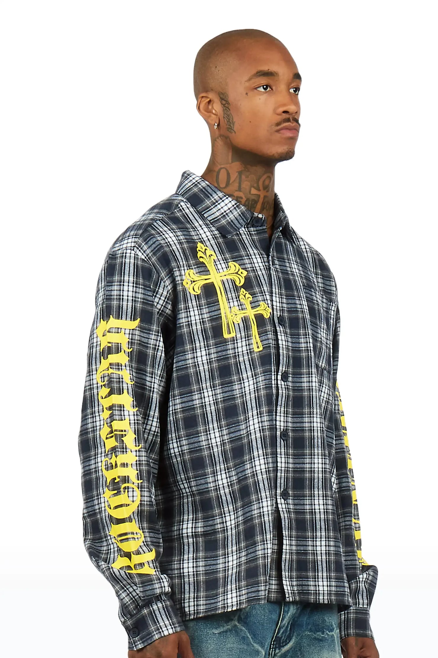 Helder Navy Flannel Long Sleeve Shirt