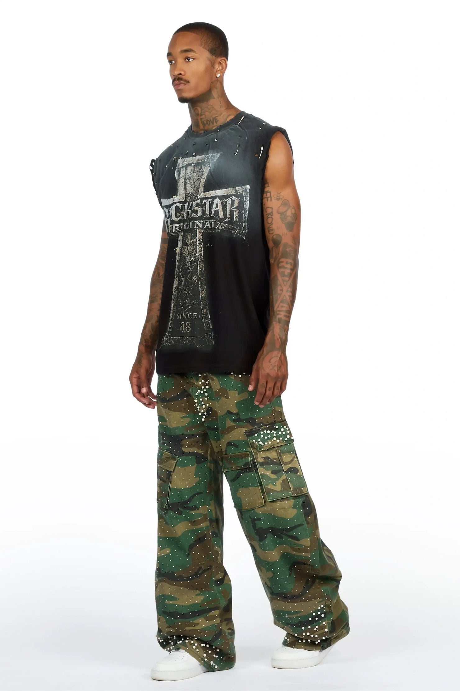 Bryx Camo Rhinestone Barrel Fit Jean