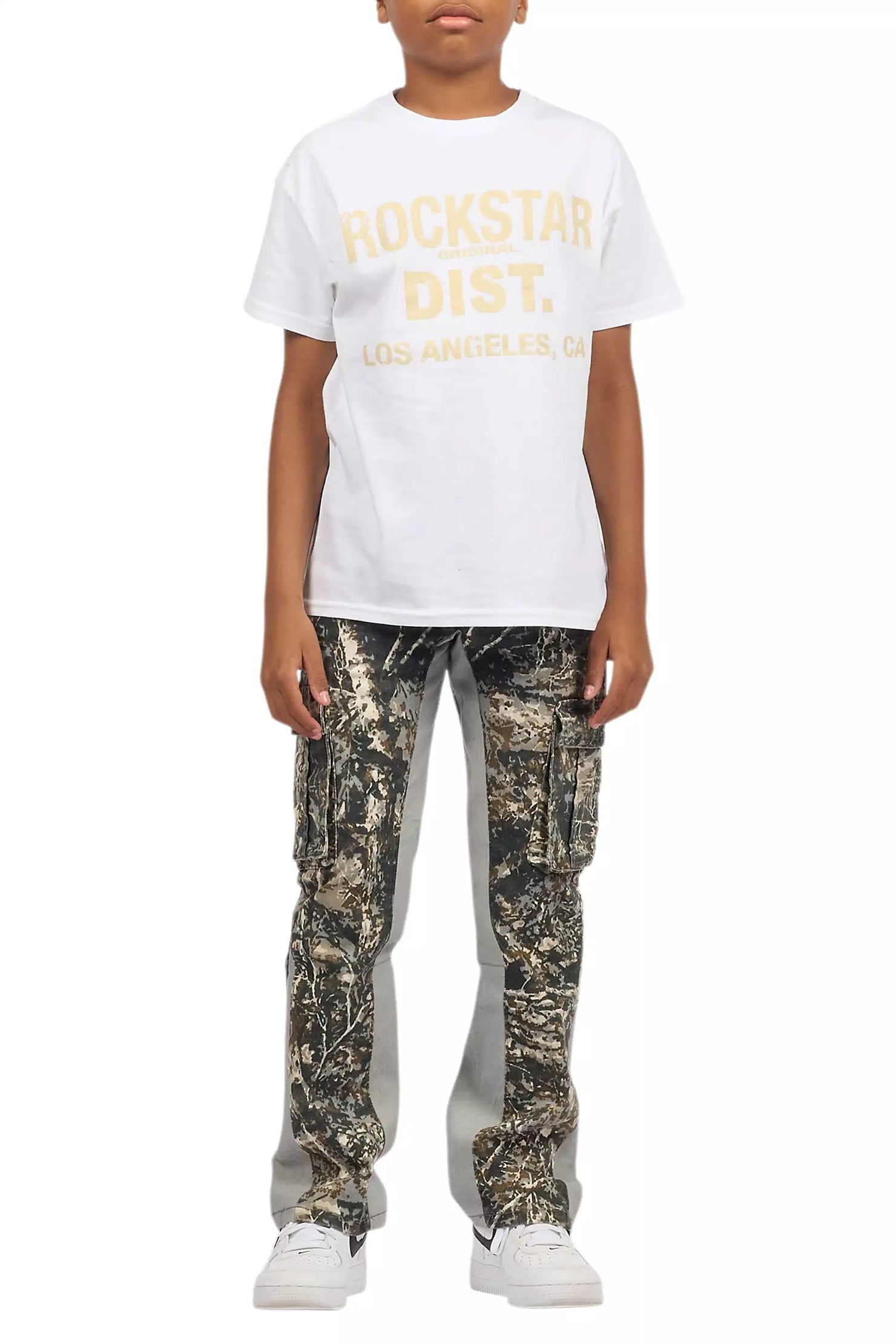Boys Oak Grey Tree Camo Flare Cargo Jean