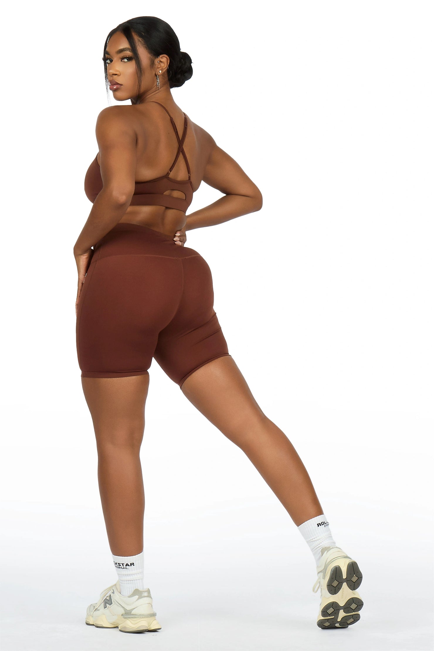 Aliccia Brown Tank Active Bike Short Set