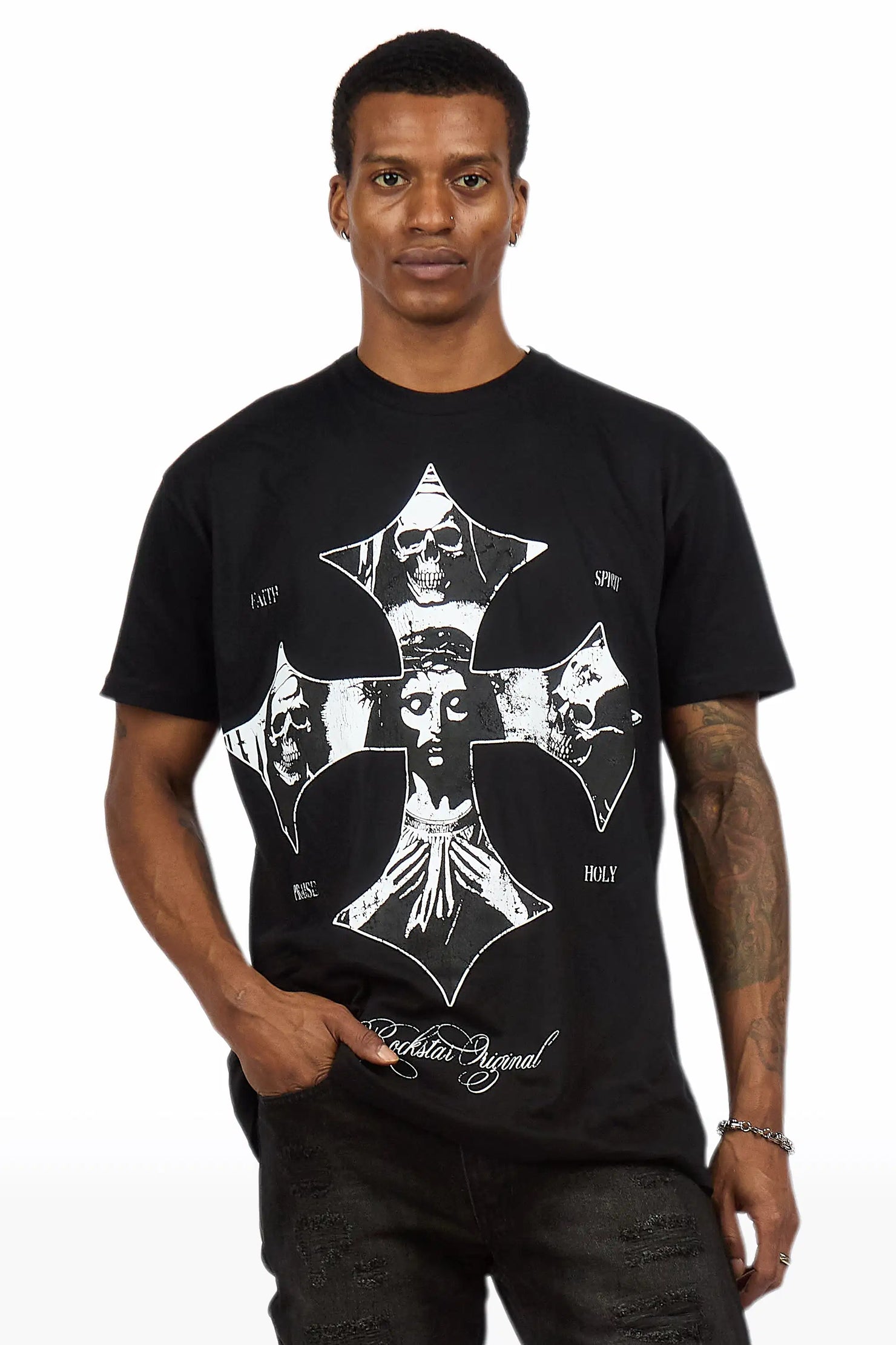 Lorzen Black Oversized Graphic T-Shirt