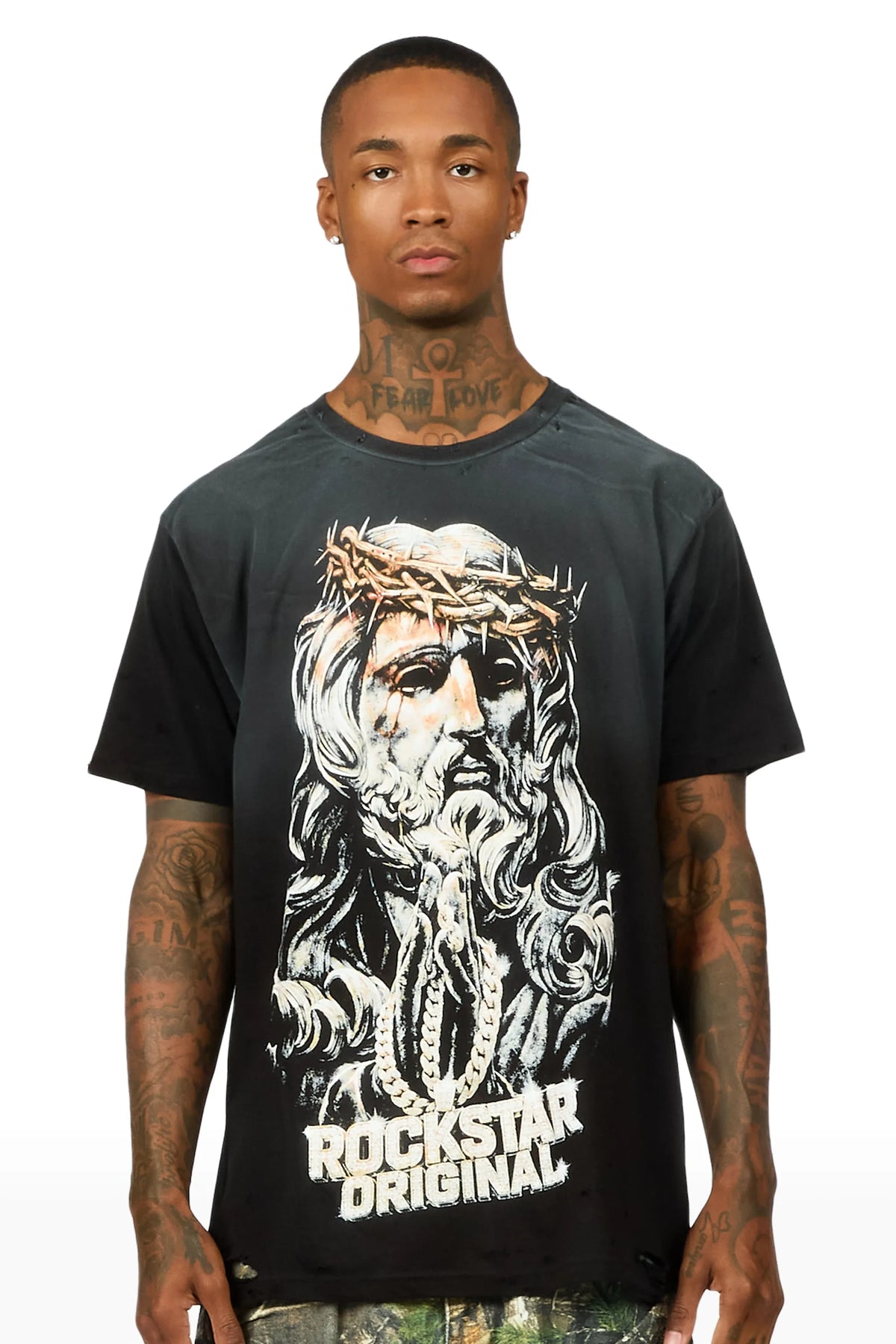 Cyran Black Oversized Graphic T-Shirt