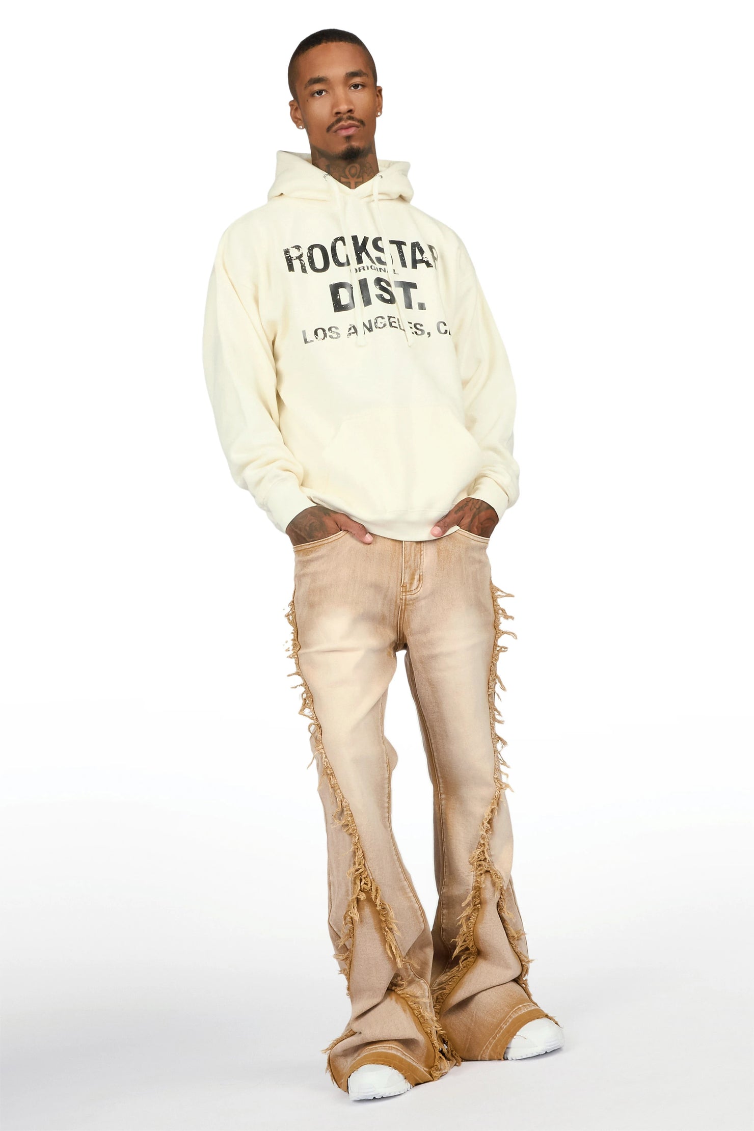 Vane Beige Stacked Super Flare Jean