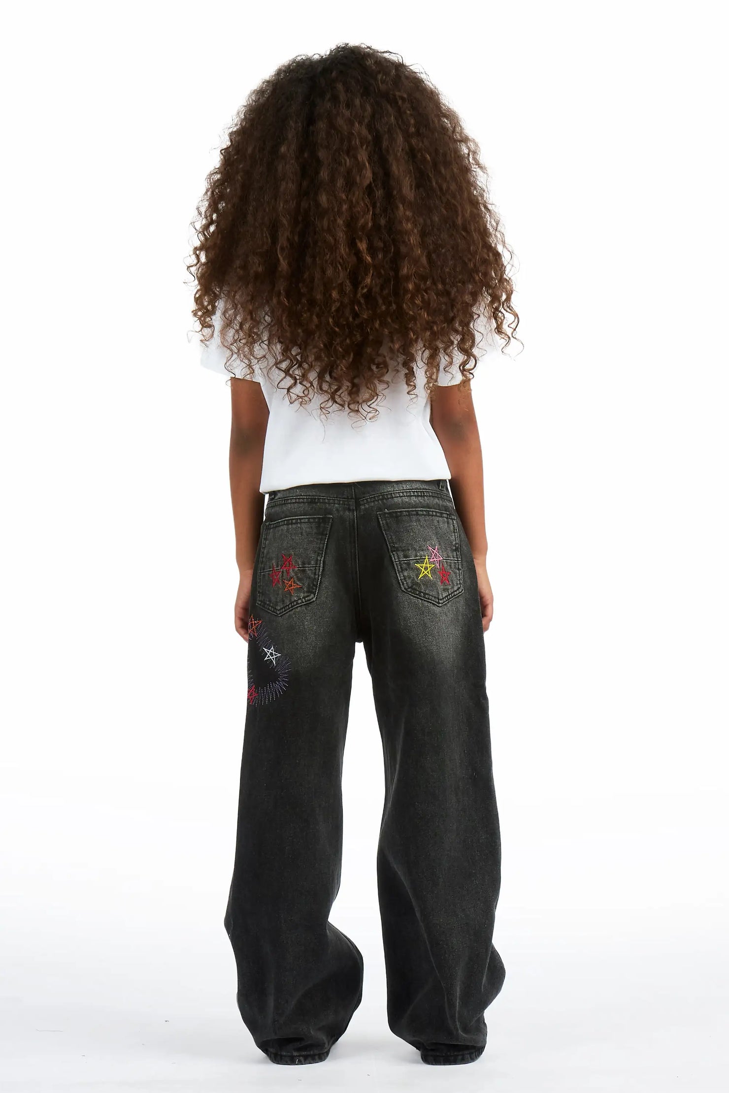 Girls Levie Washed Black Baggy Fit Jean