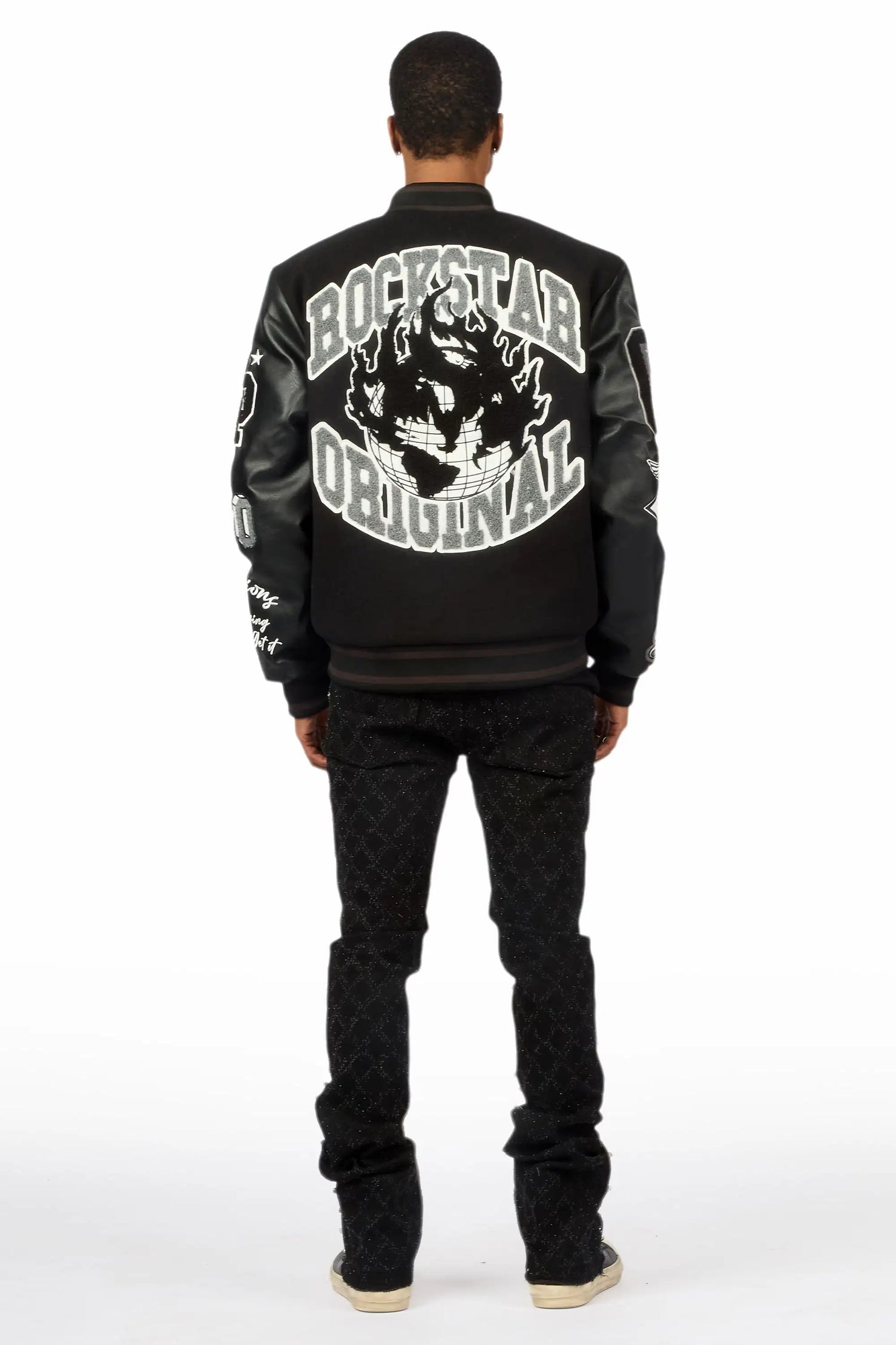 Glit Black Rhinestone Stacked Flare Jean