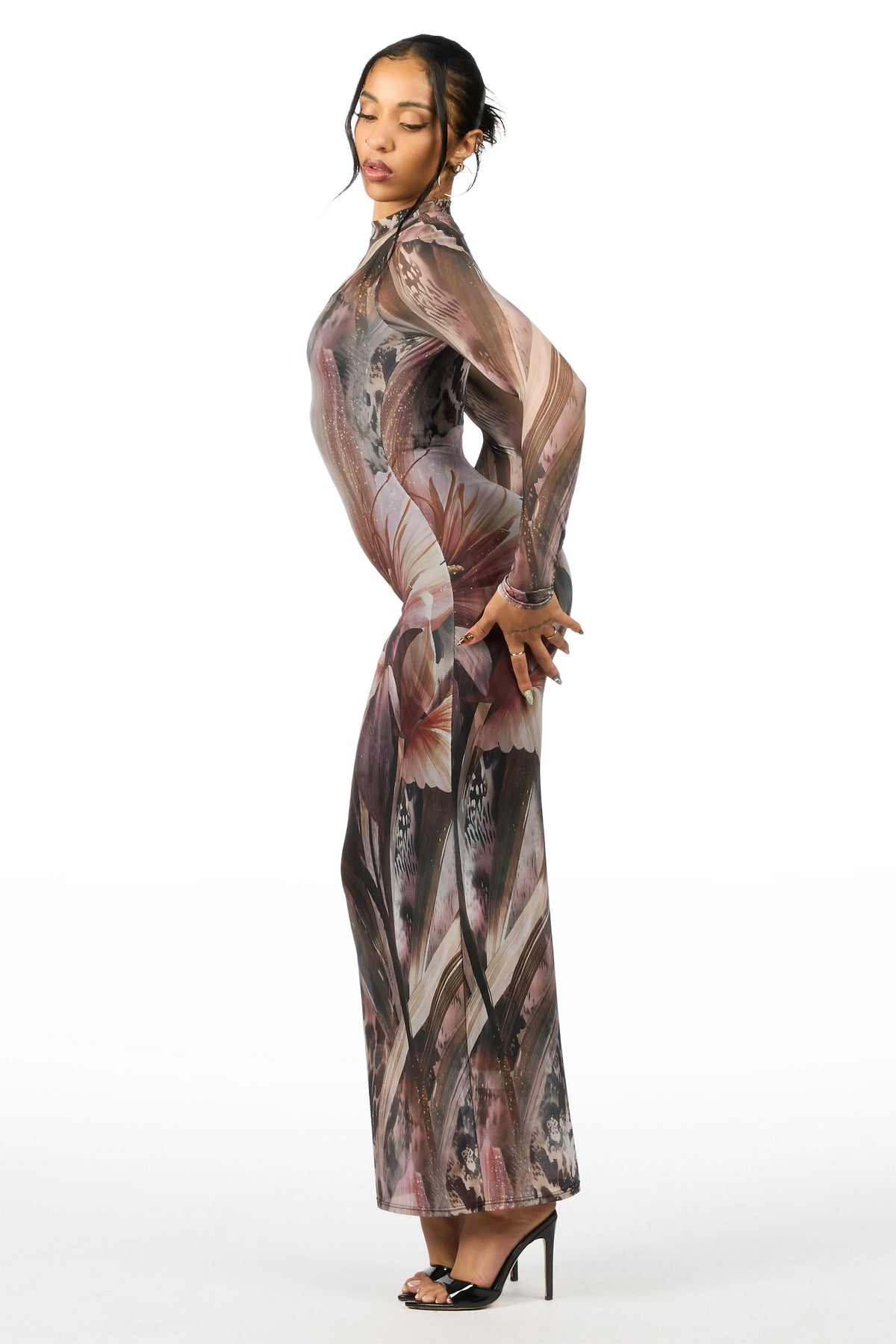 Oversized Floral Animal Black Maxi Dress