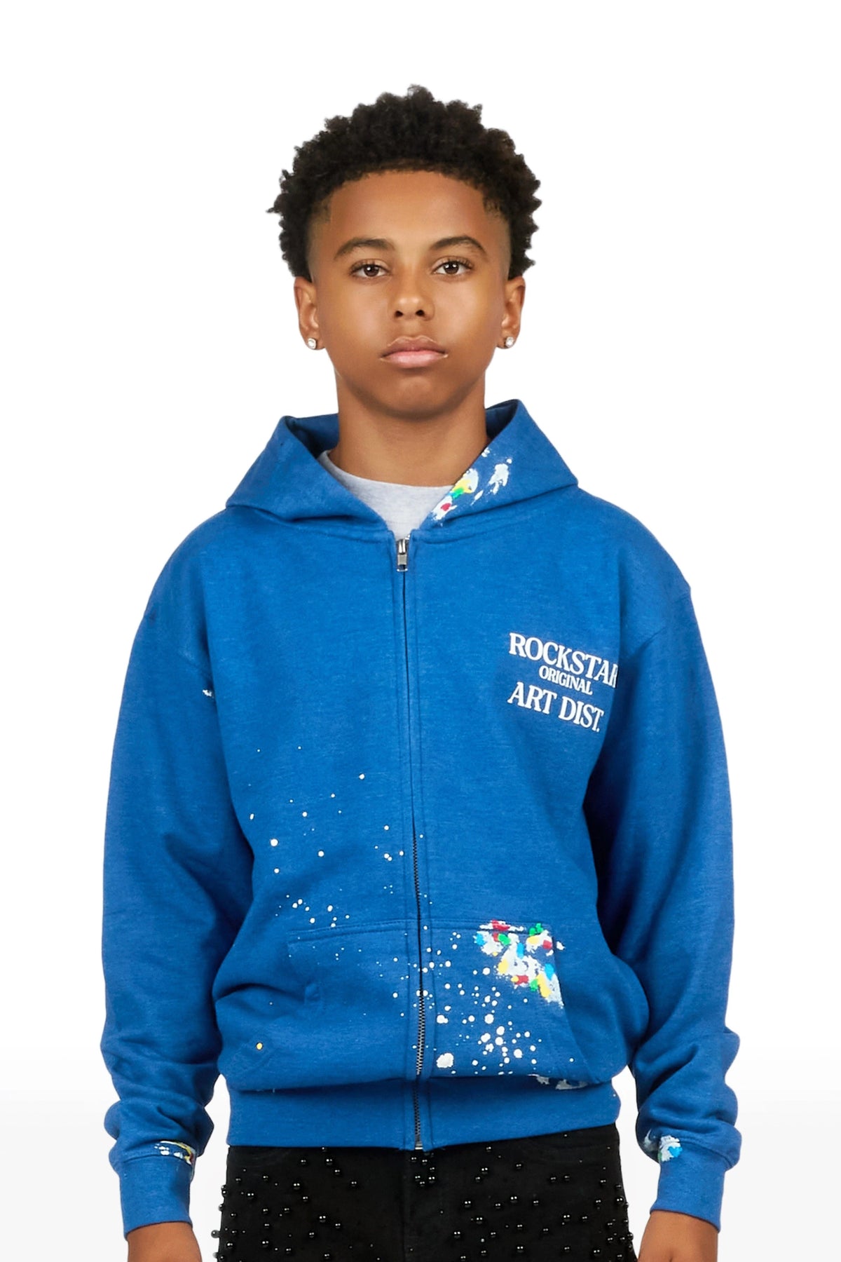 Boys Art Dist Royal Blue Graphic Zip Up Hoodie