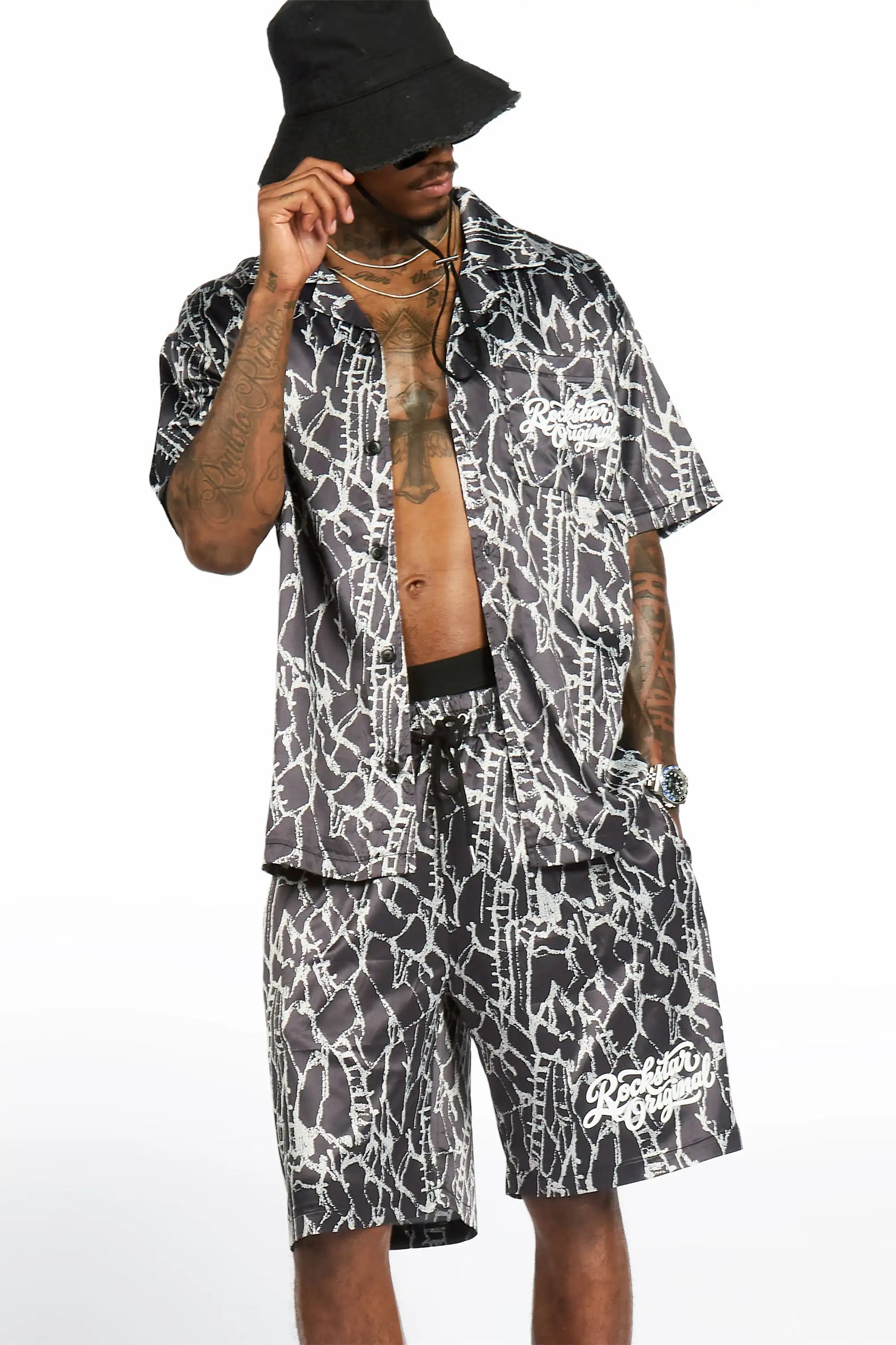 Princeton Black Button Down Shirt/Short Set