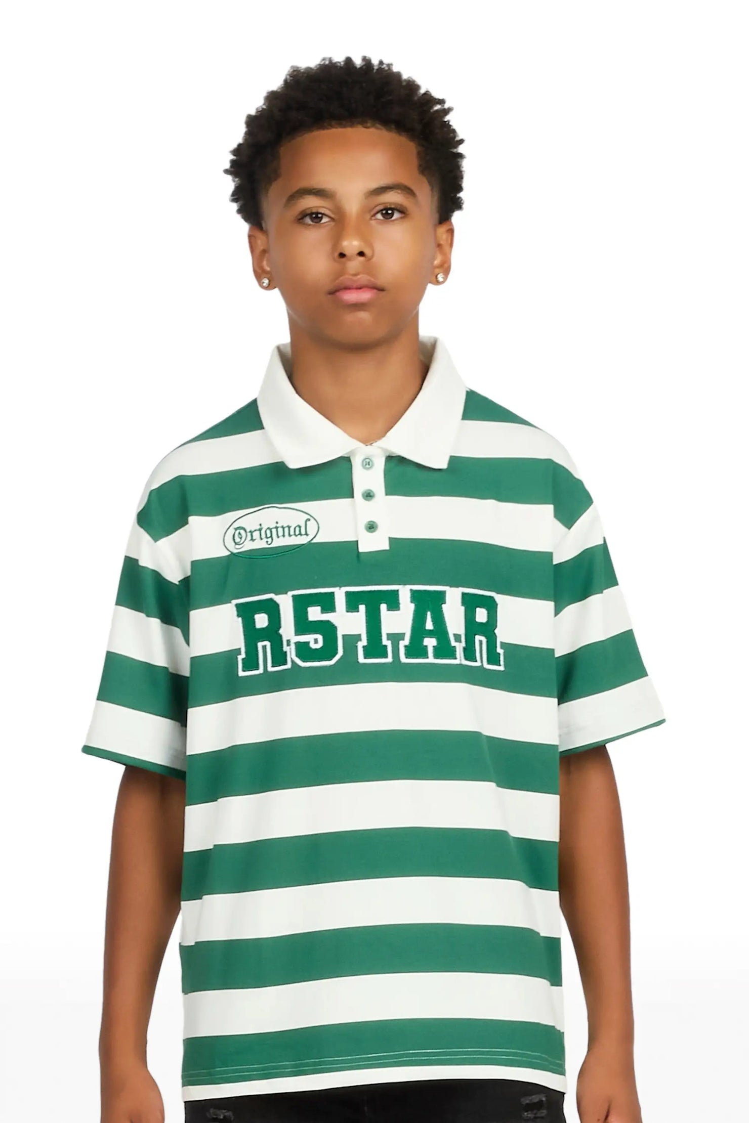 Boys Fintan Green/Cream Polo