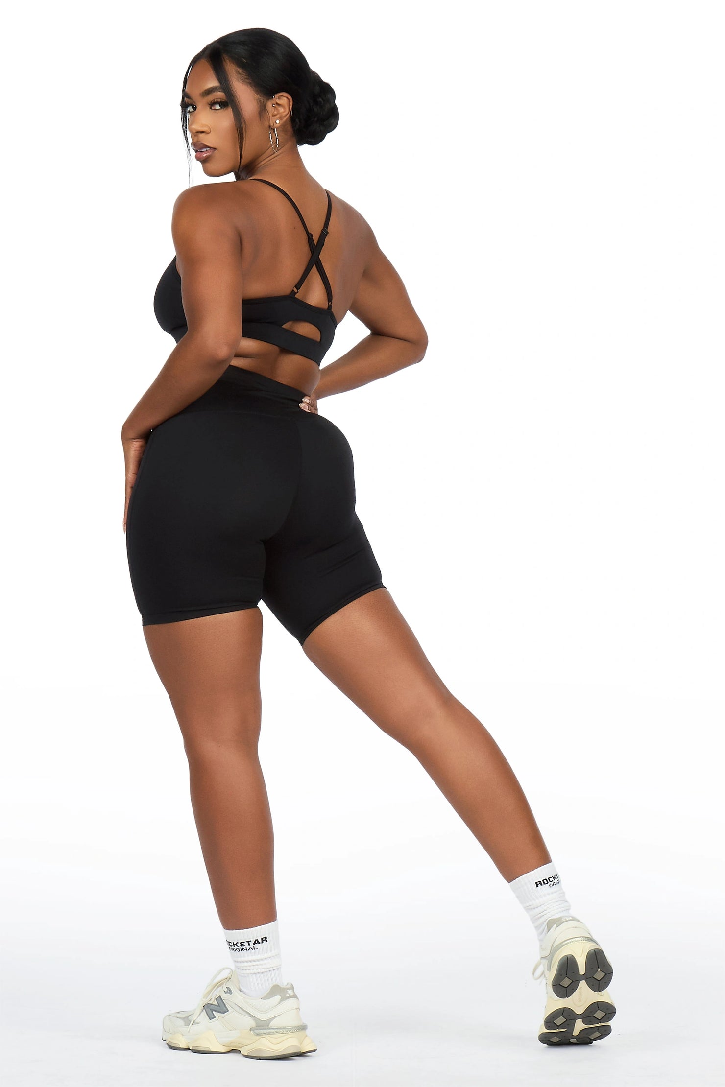 Aliccia Black Tank Active Bike Short Set