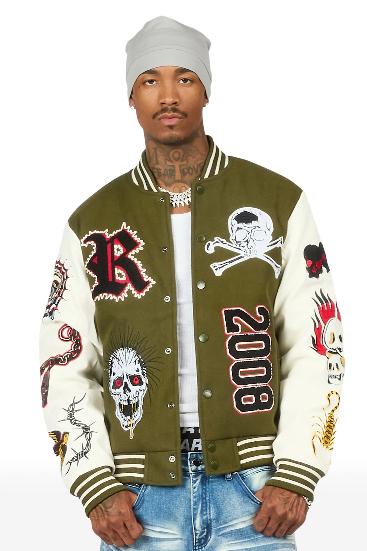Brennin Olive Varsity Jacket