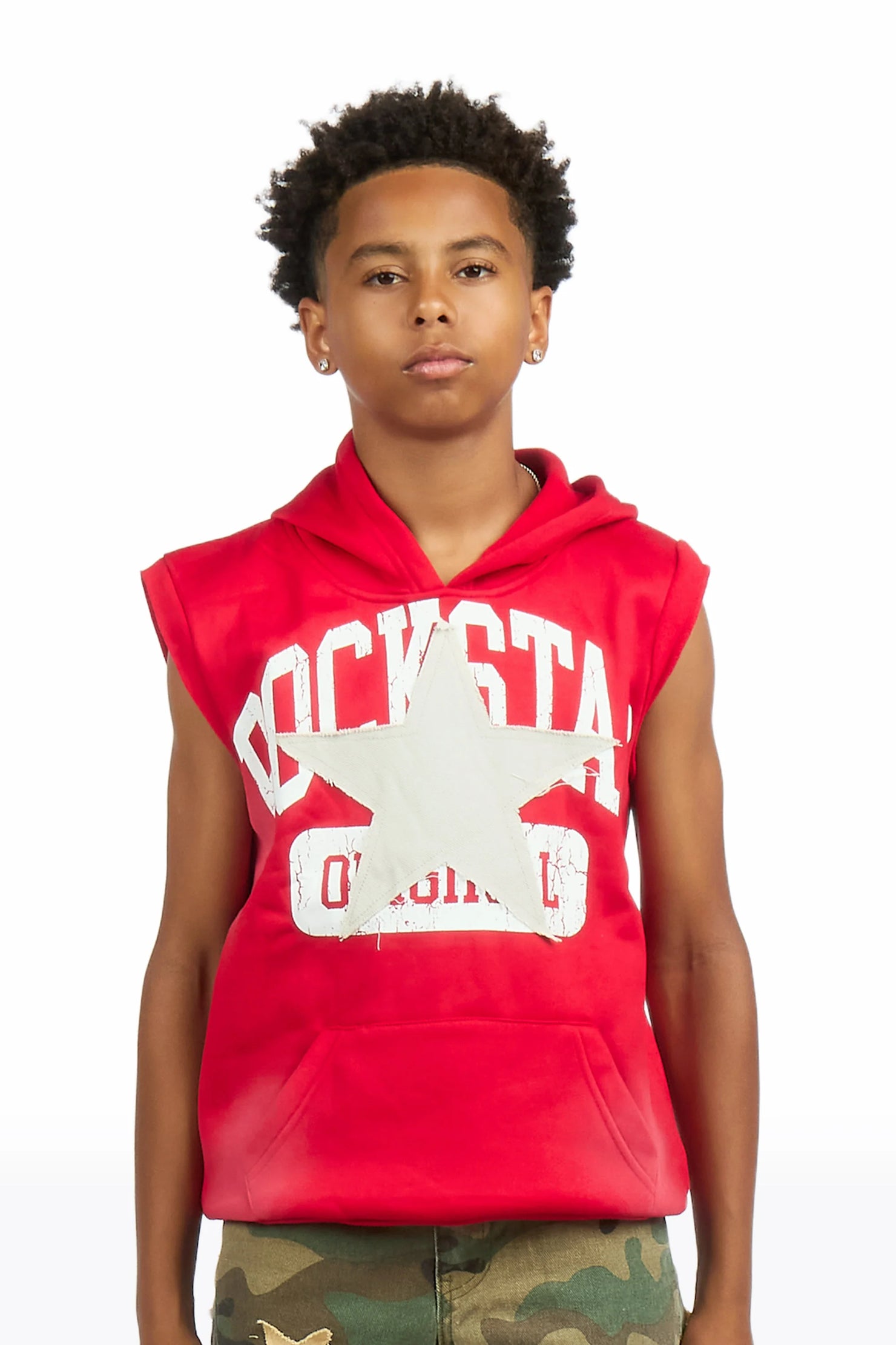 Boys Mallor Red Sleeveless Hoodie