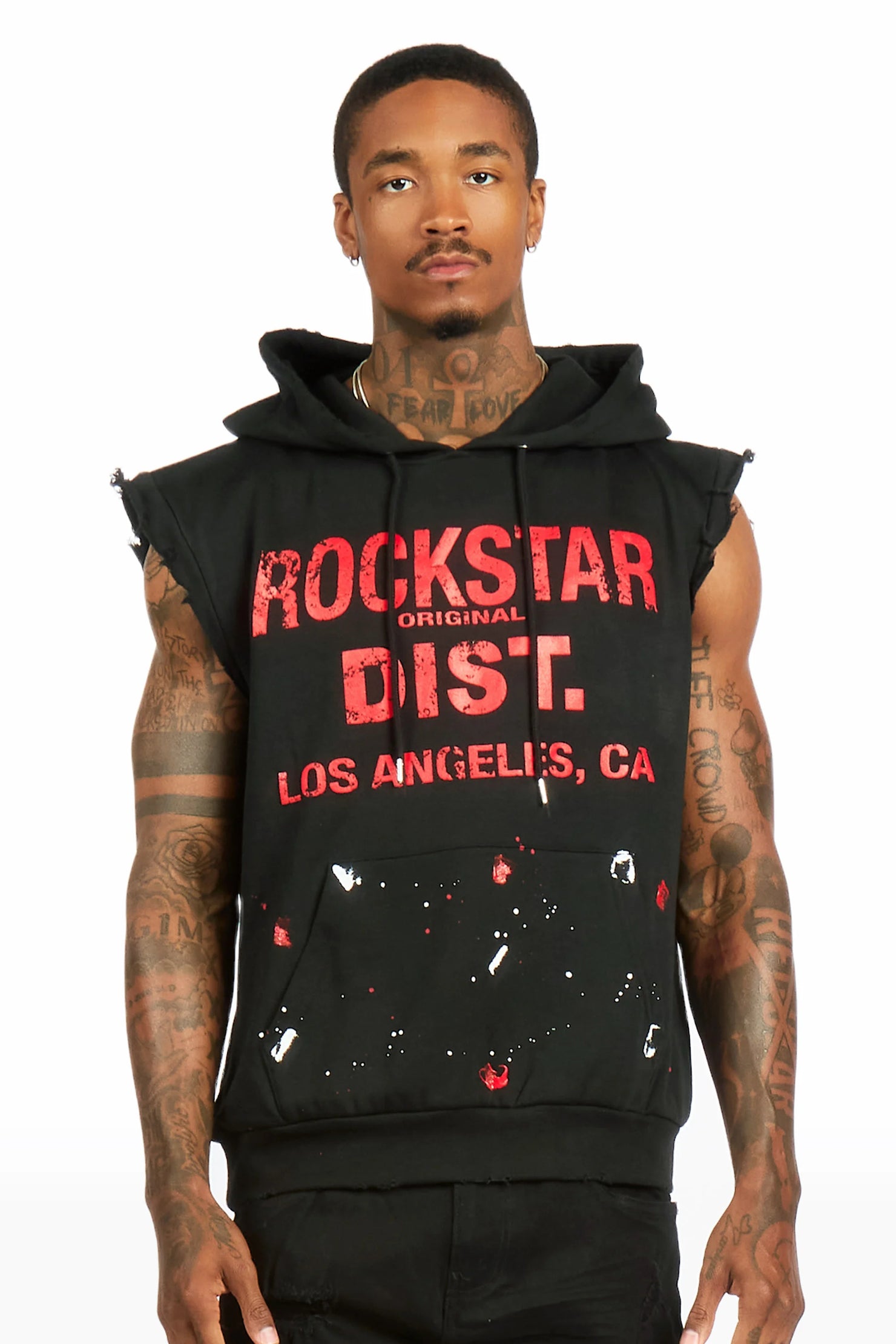 Scottie  Black Cut Sleeve Hoodie