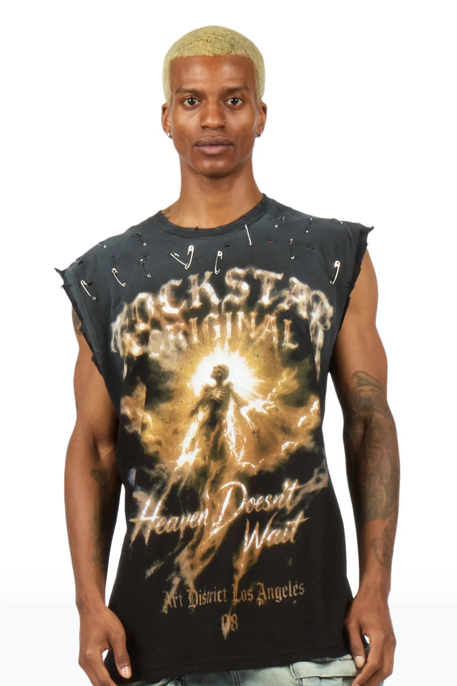 Jakito Black Oversized Cut Off T-Shirt