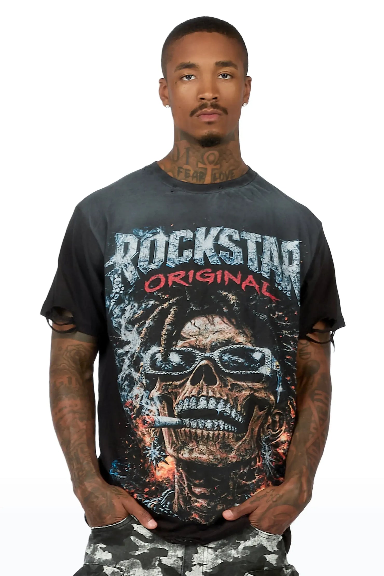 Baber Black Oversized Graphic T-Shirt