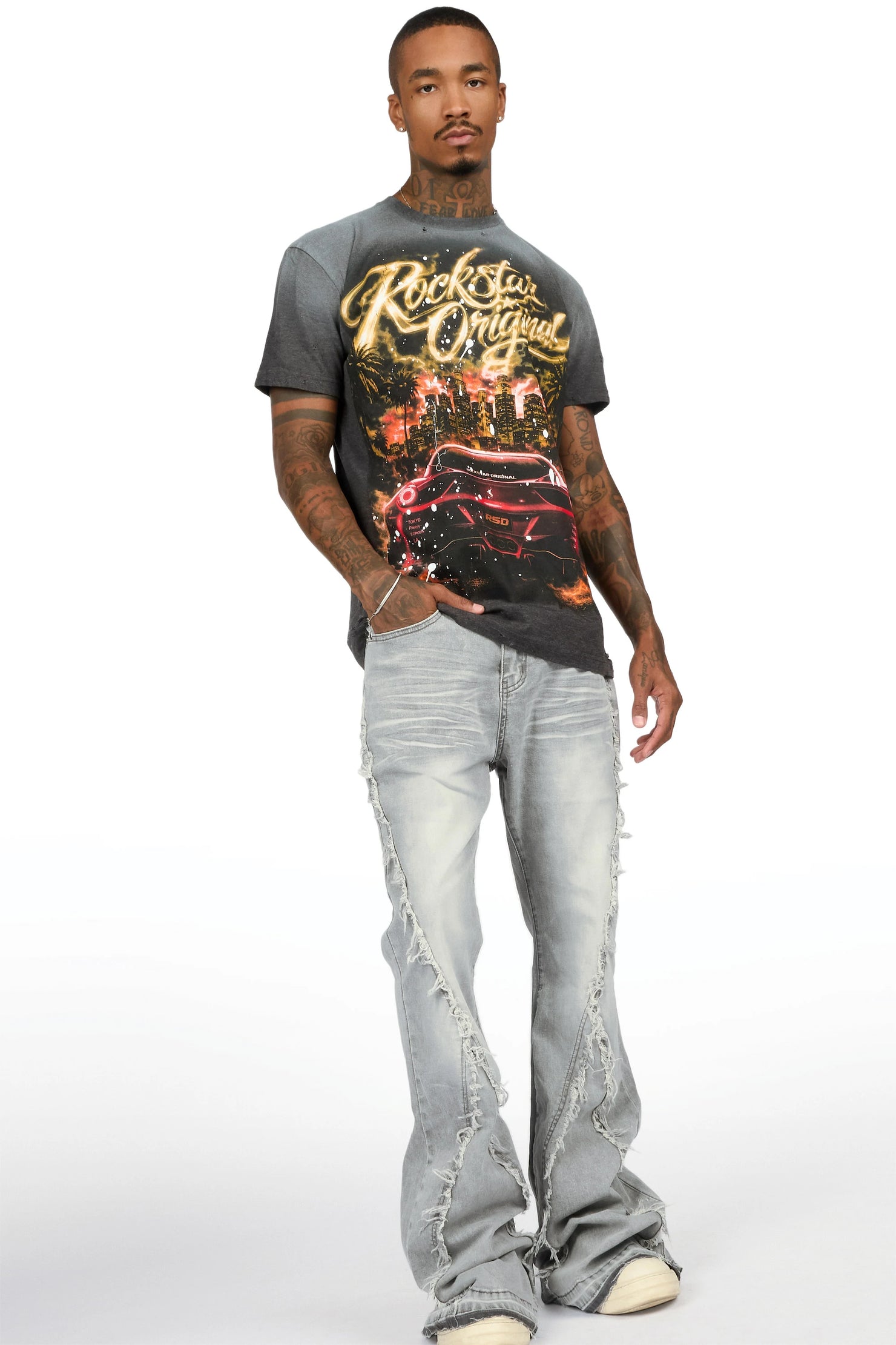 Ghini Charcoal Oversized Graphic T-Shirt