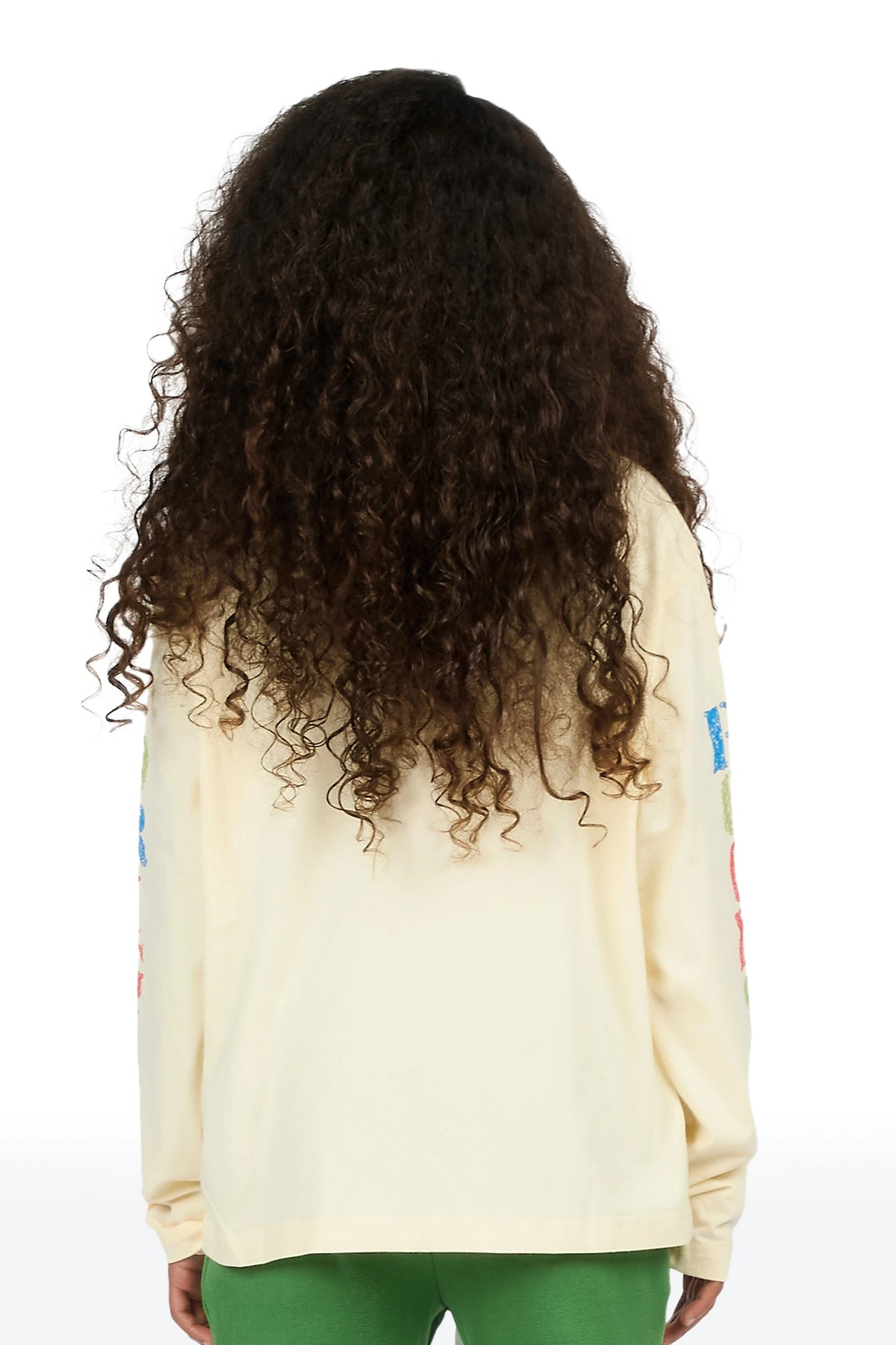 Girls Jaggy Cream Long Sleeve Graphic T-Shirt