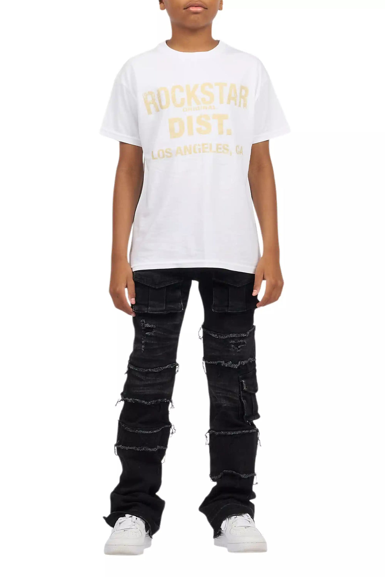 Boys Folant Dark Grey Stacked Flare Jean