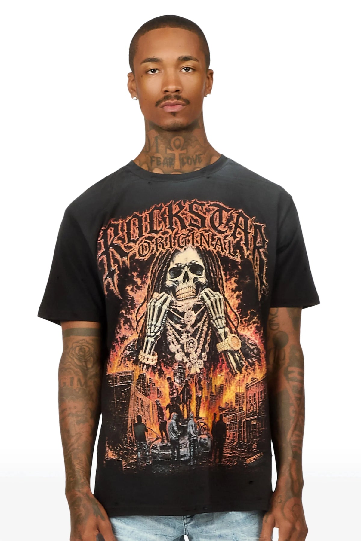 Ronan Black Oversized Graphic T-Shirt