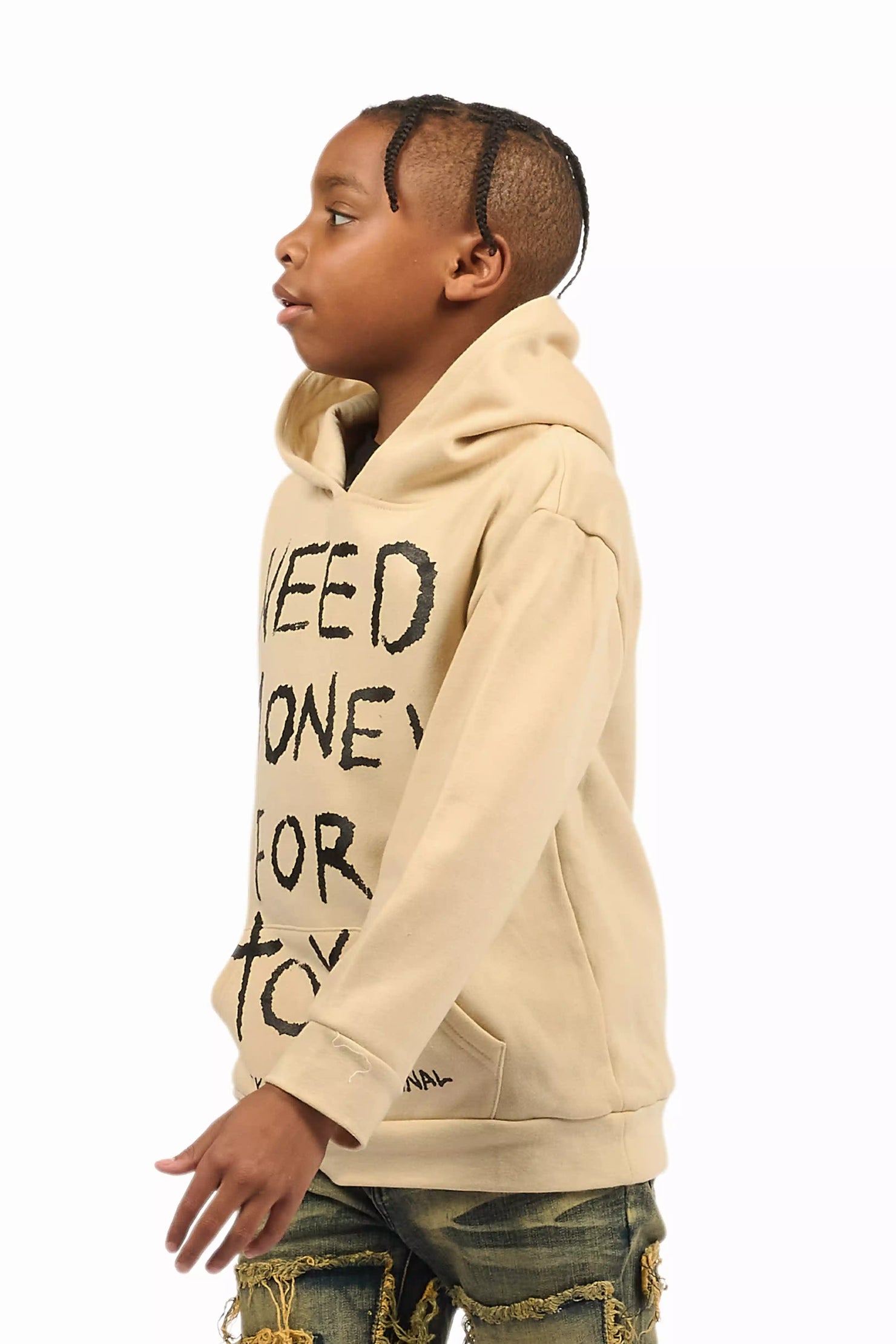 Boys M4 Toys Beige/Black Graphic Hoodie