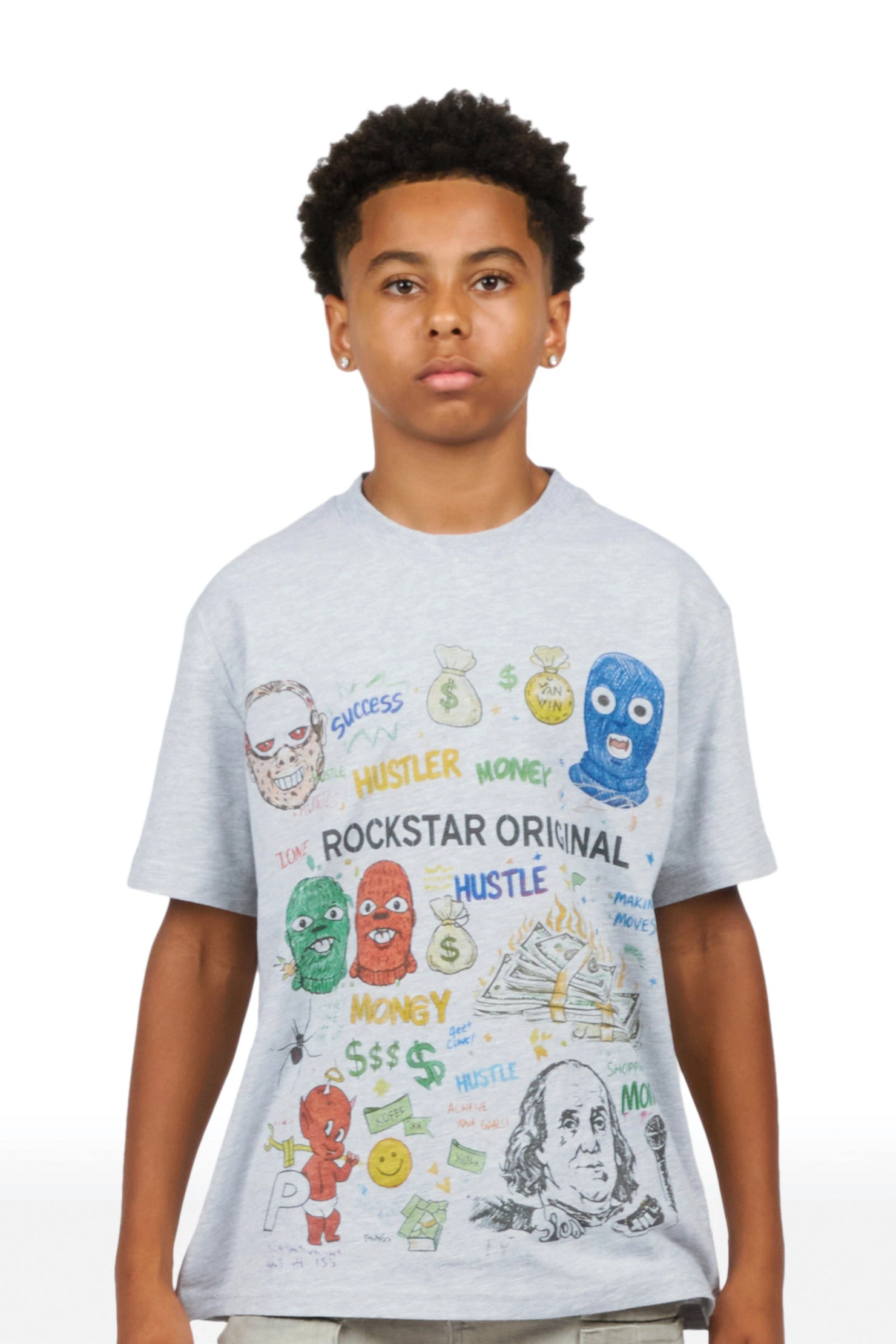 Boys Raxor Heather Grey Graphic T-Shirt
