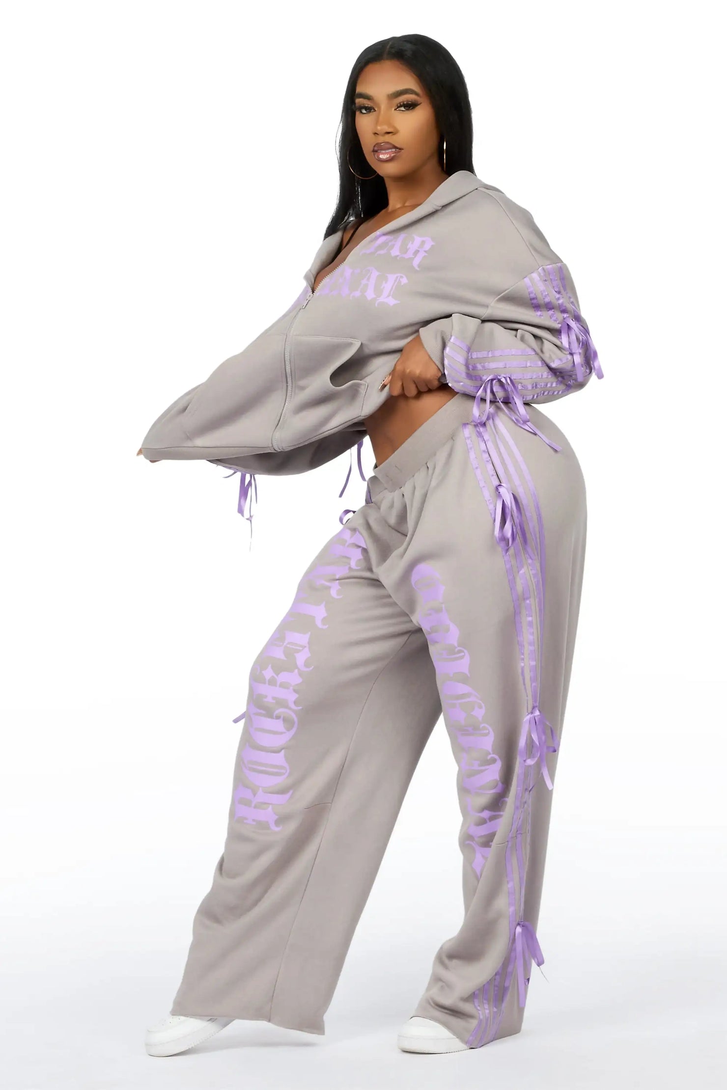 Kettisha Grey Lace Up Baggy Track Set