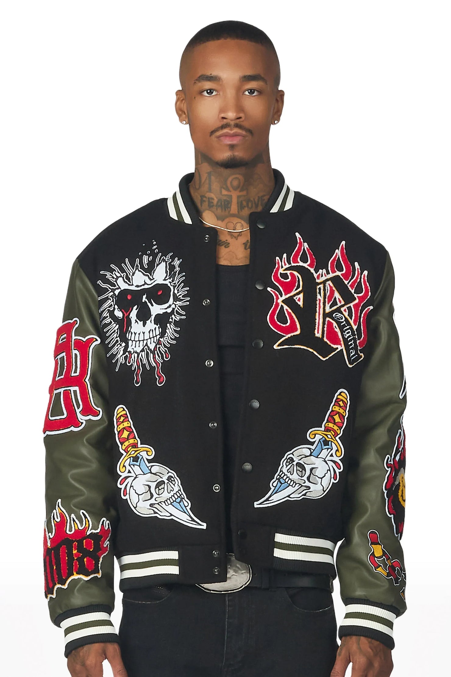 Clarke Black/Olive Varsity Jacket