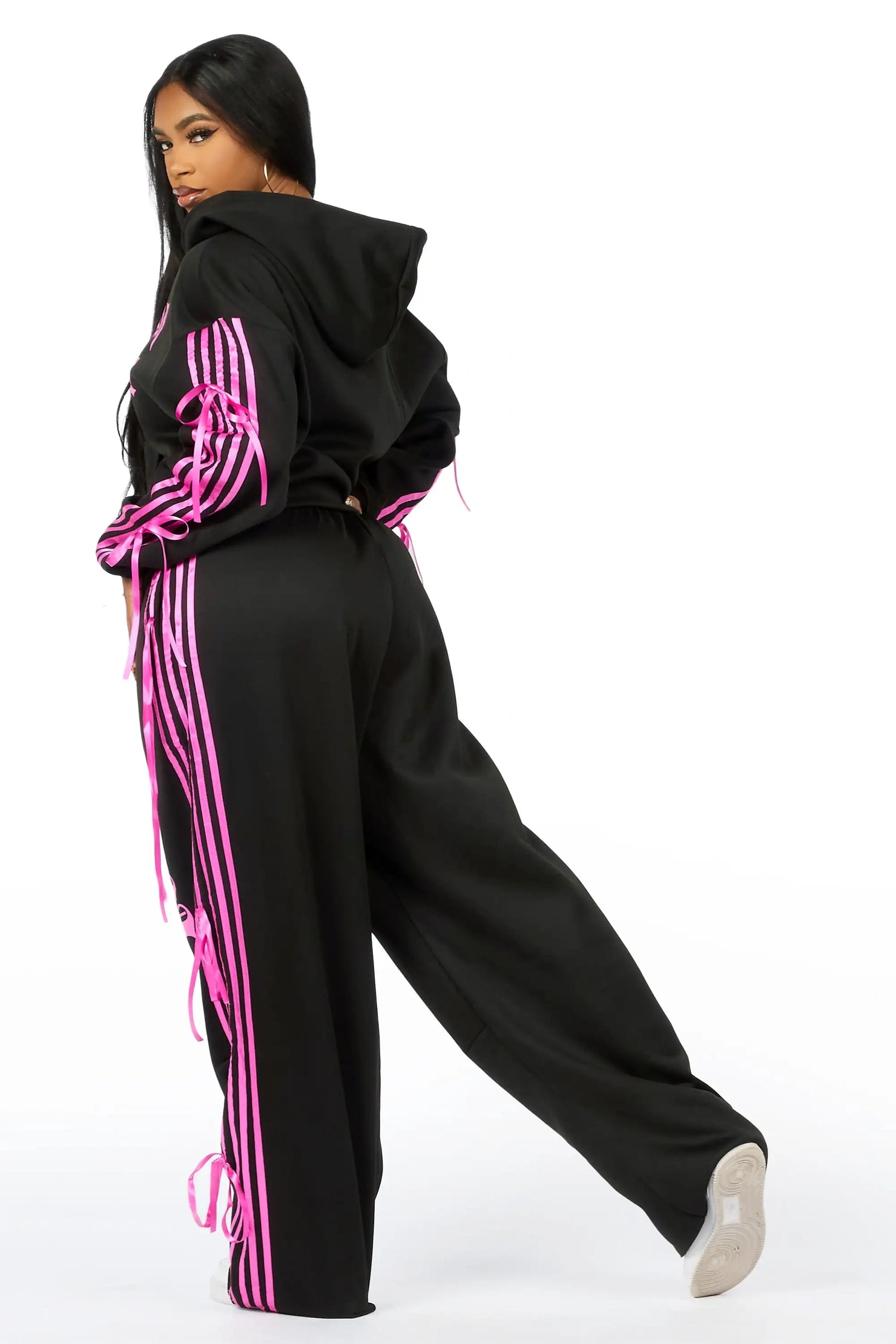 Kettisha Black Lace Up Baggy Track Set