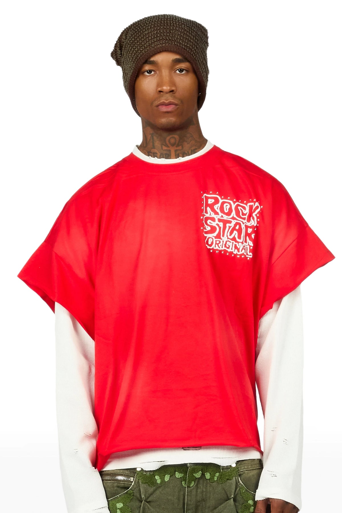Marc Red Cut Sleeve Tee