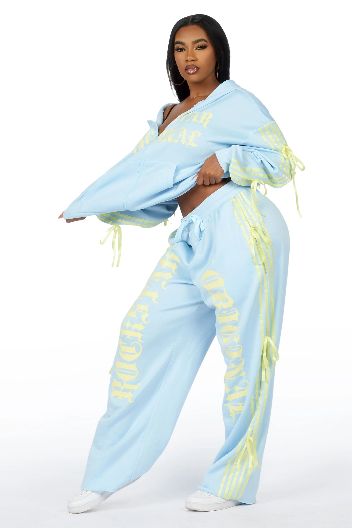 Kettisha Light Blue Lace Up Baggy Track Set