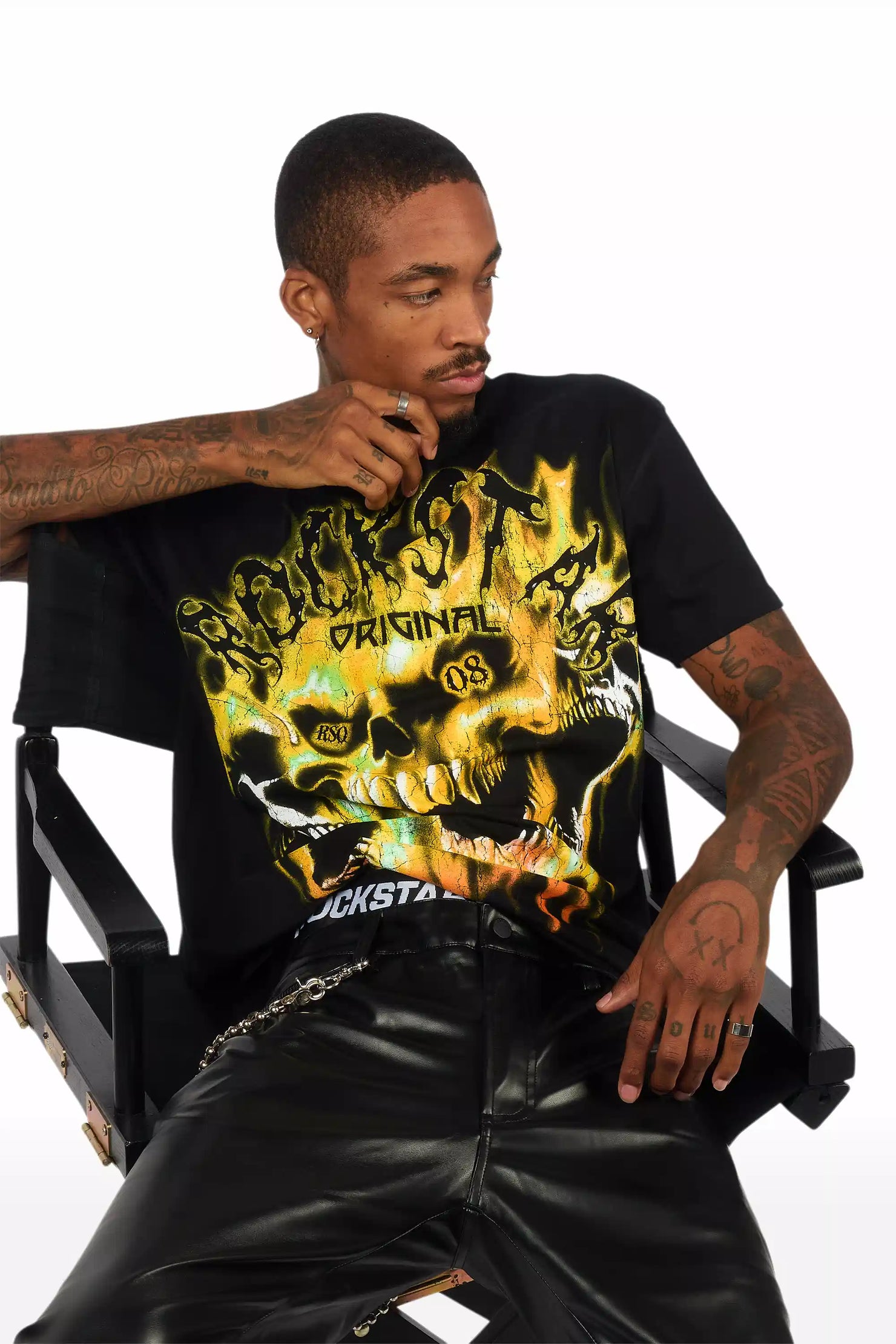 Ricky Black Slim Fit Faux Leather Pant