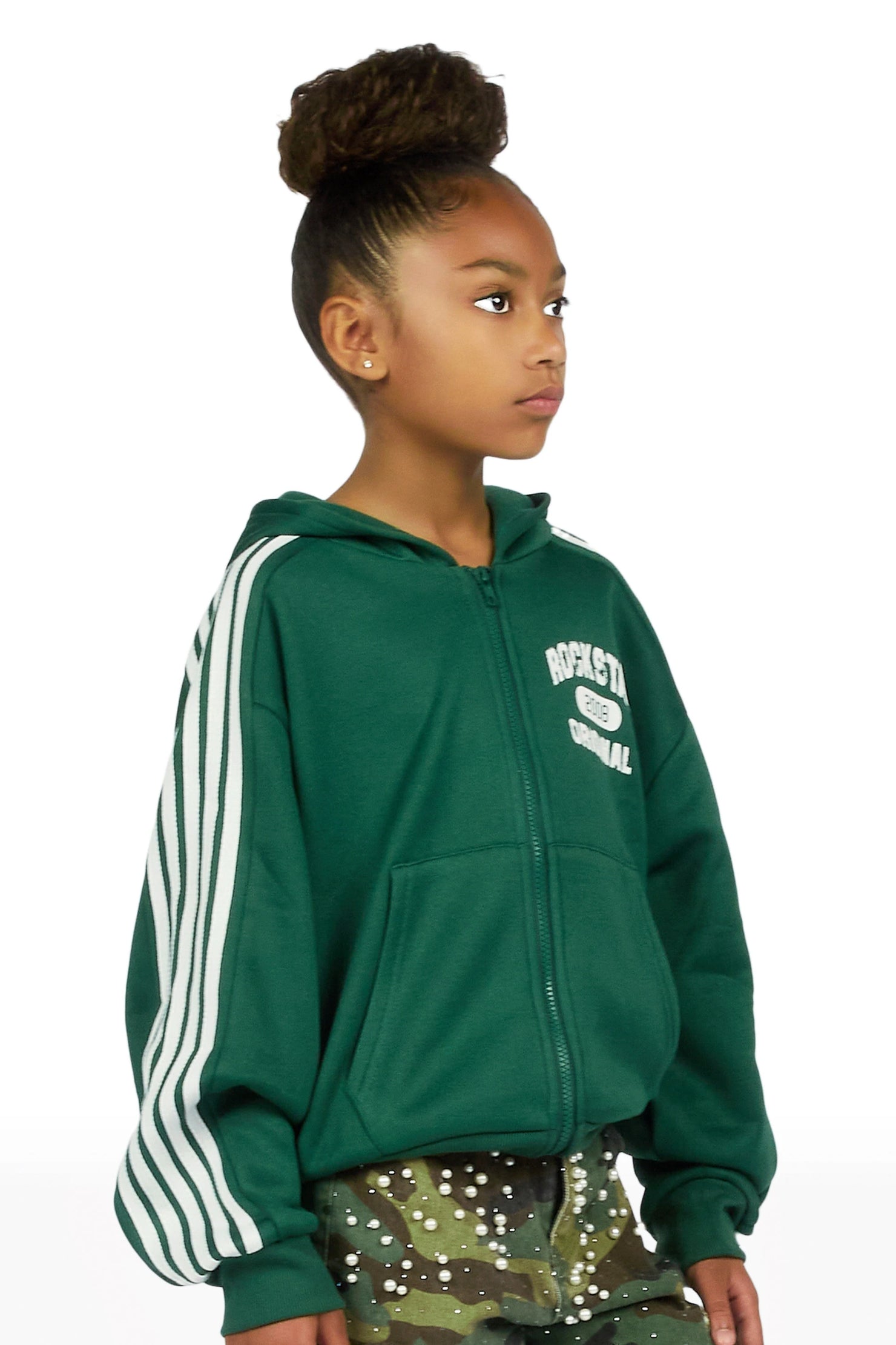 Girls Tyllaia Green Zip Up Hoodie