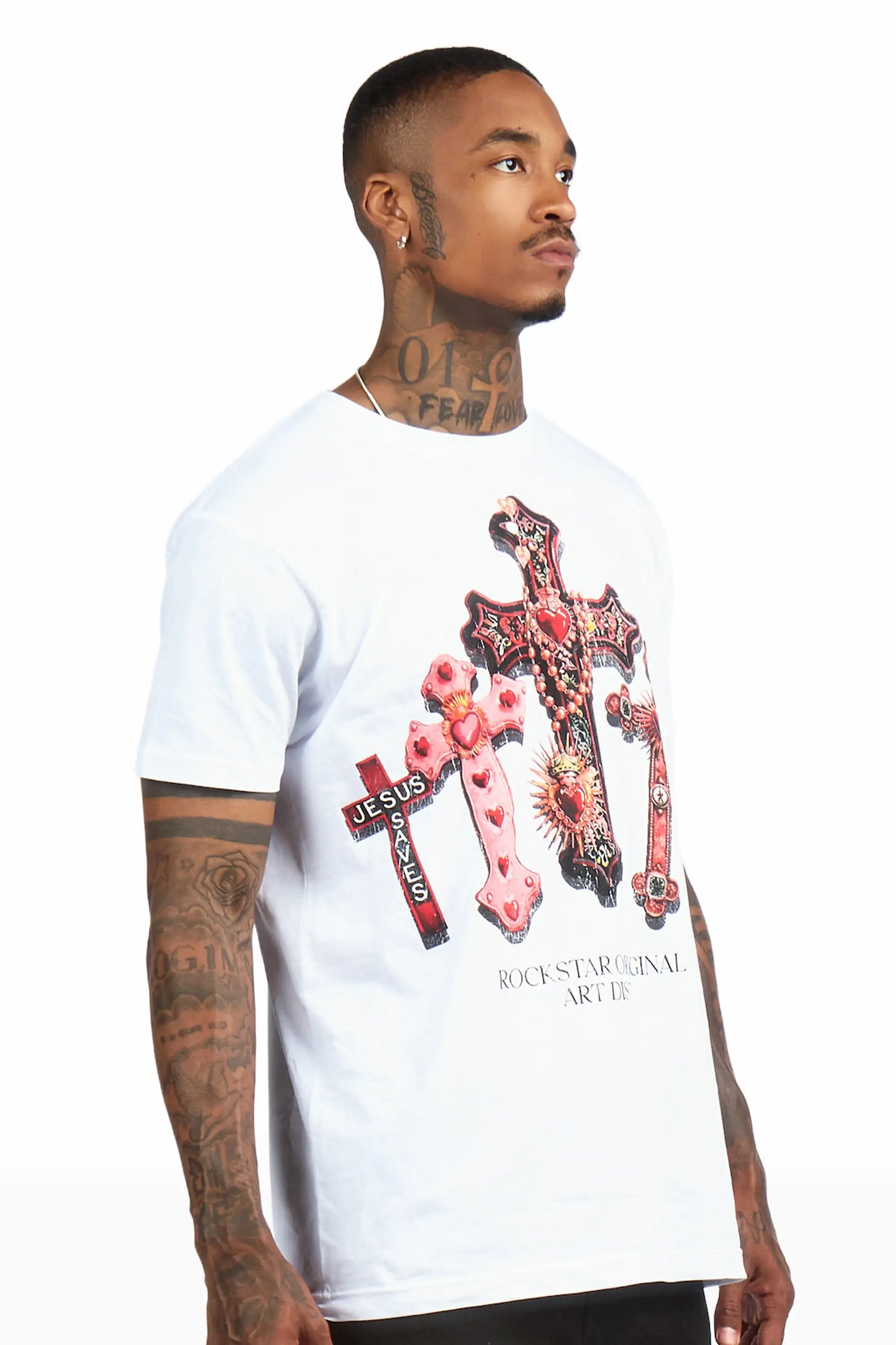 Xirel White Oversized Graphic T-Shirt