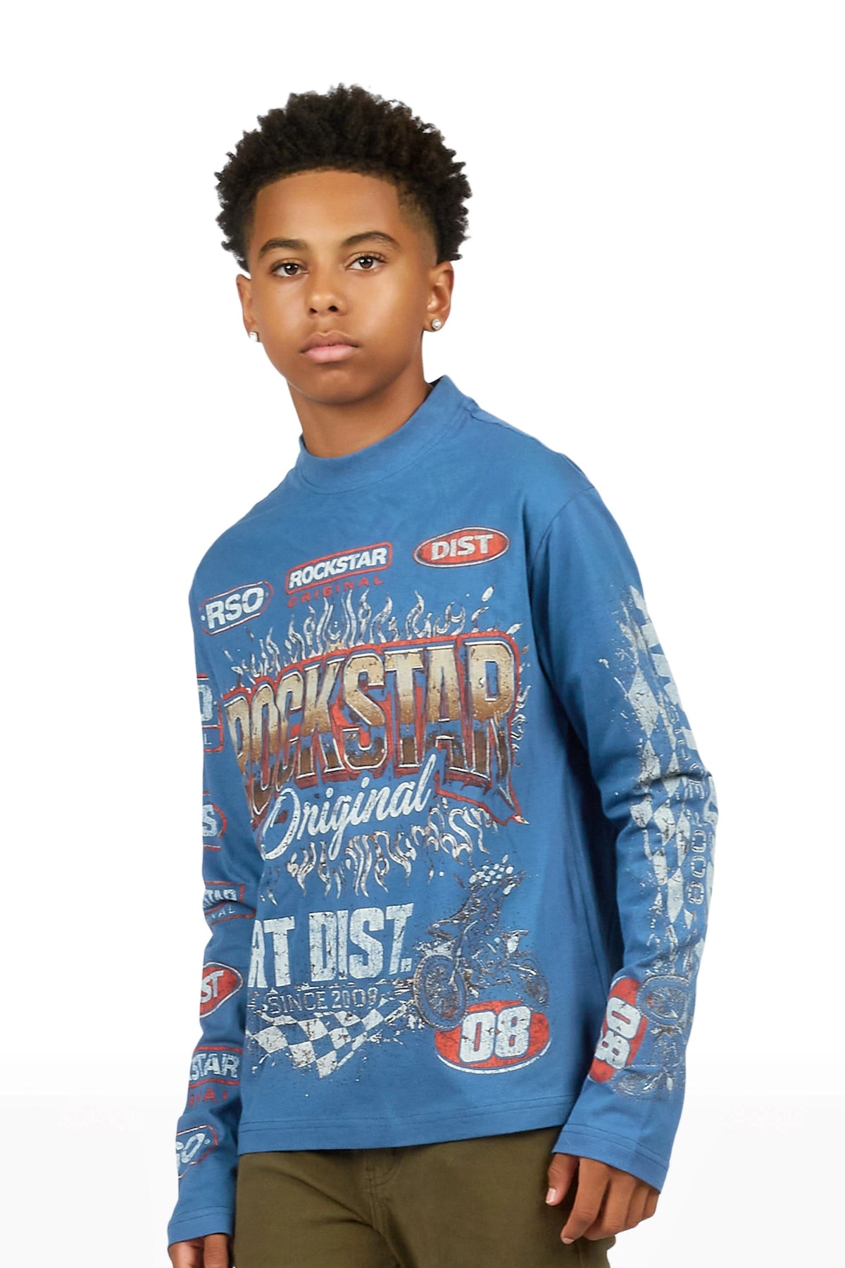 Boys Ryatt Navy Long Sleeve Graphic T-Shirt
