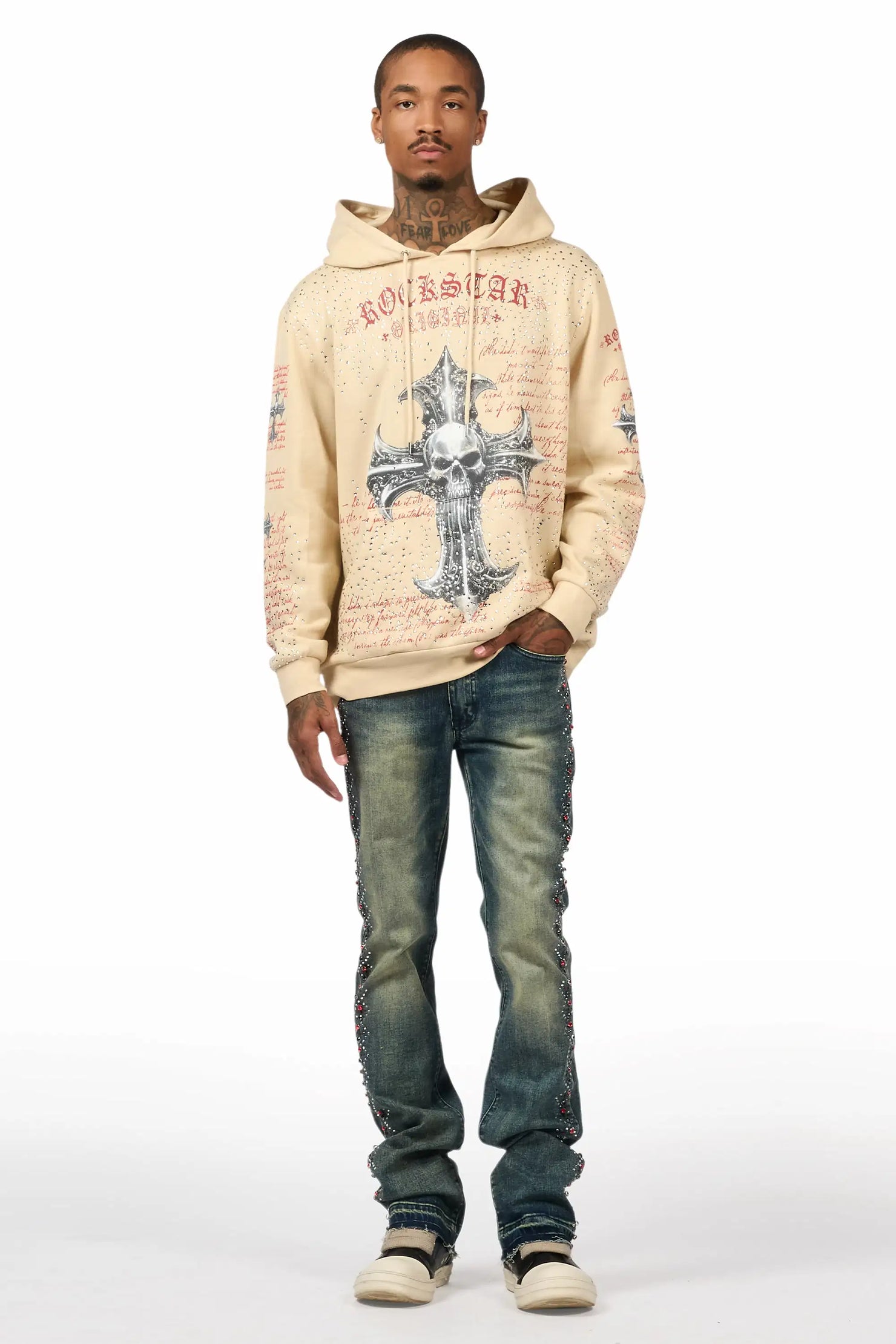 Bowman Beige/Multi Rhinestone Hoodie