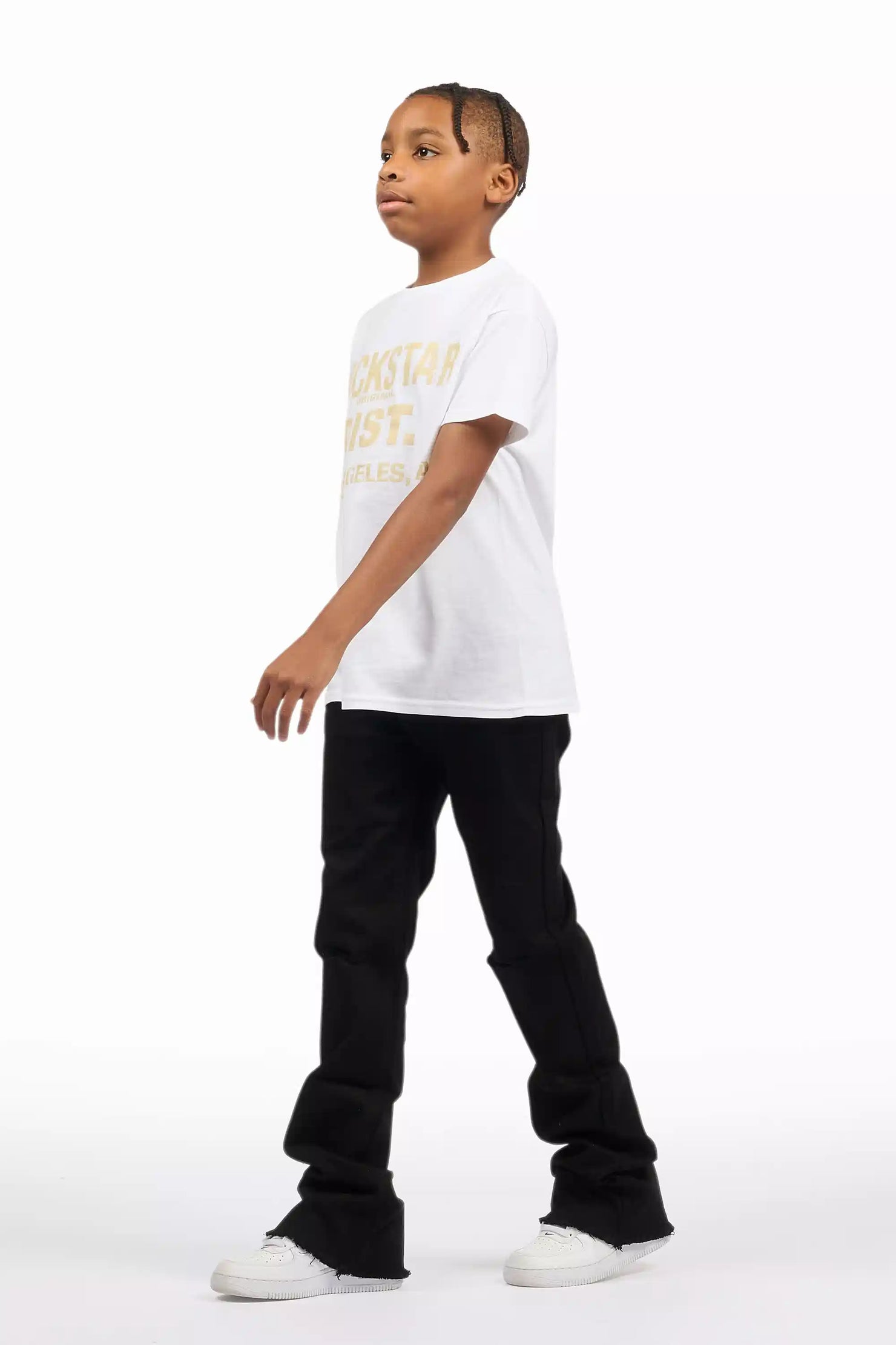 Boys Josiah Black Stacked Flare Jean