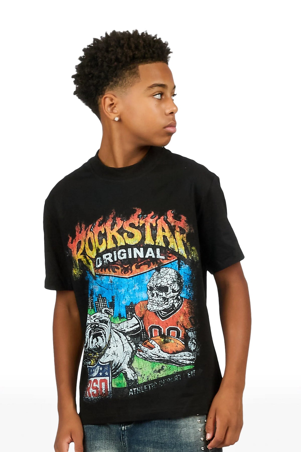 Boys Kabir Black Graphic T-Shirt