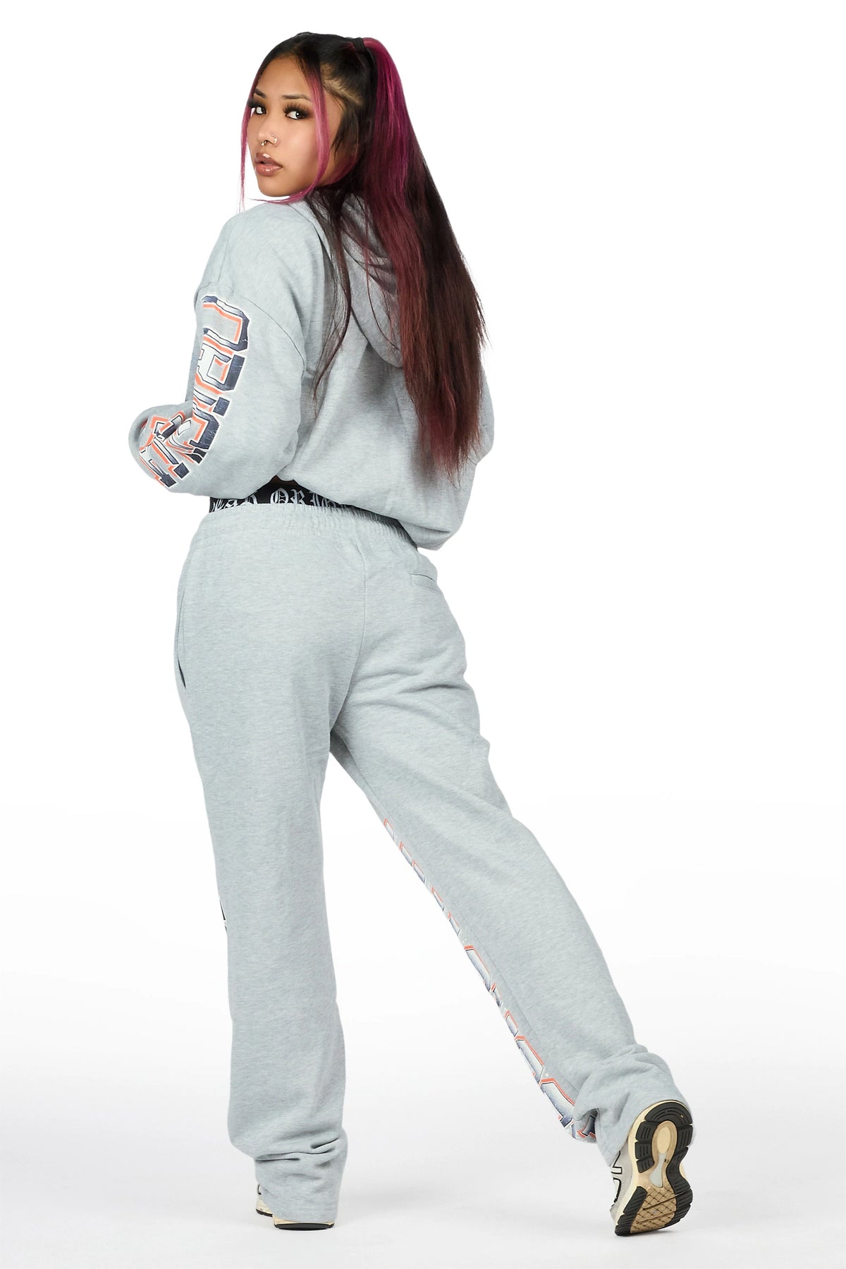 Xanthea Heather Grey Graphic Baggy Fit Track Set