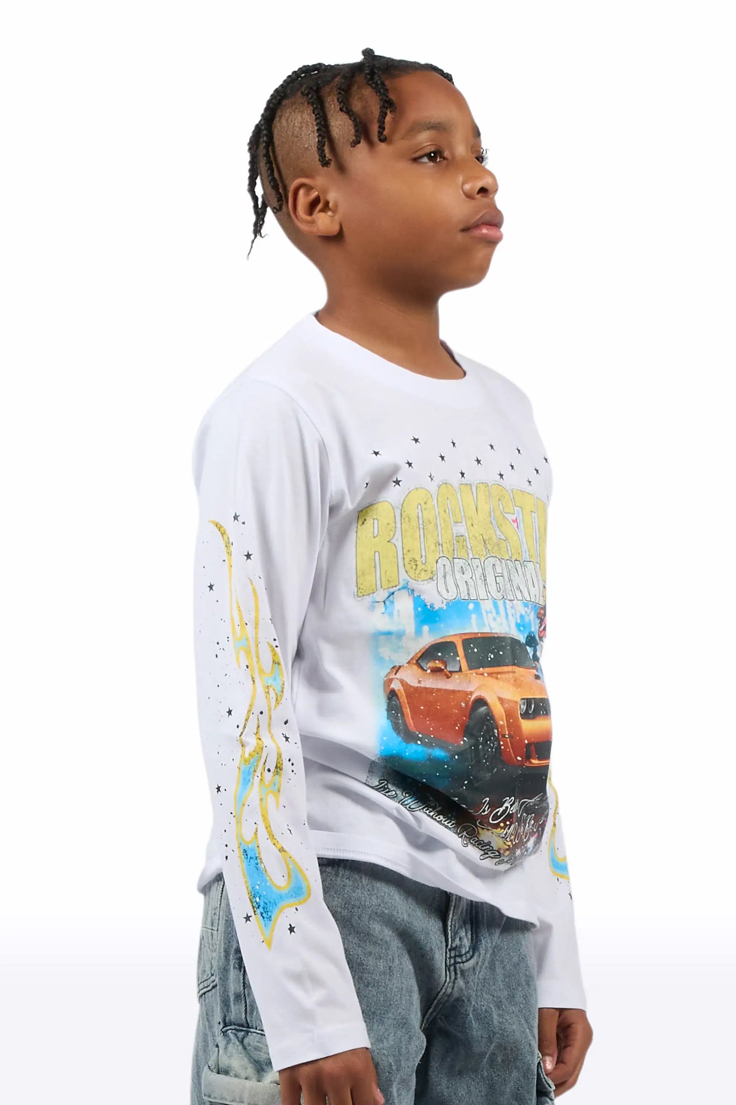 Boys Tokyo White Graphic L/S T-Shirt