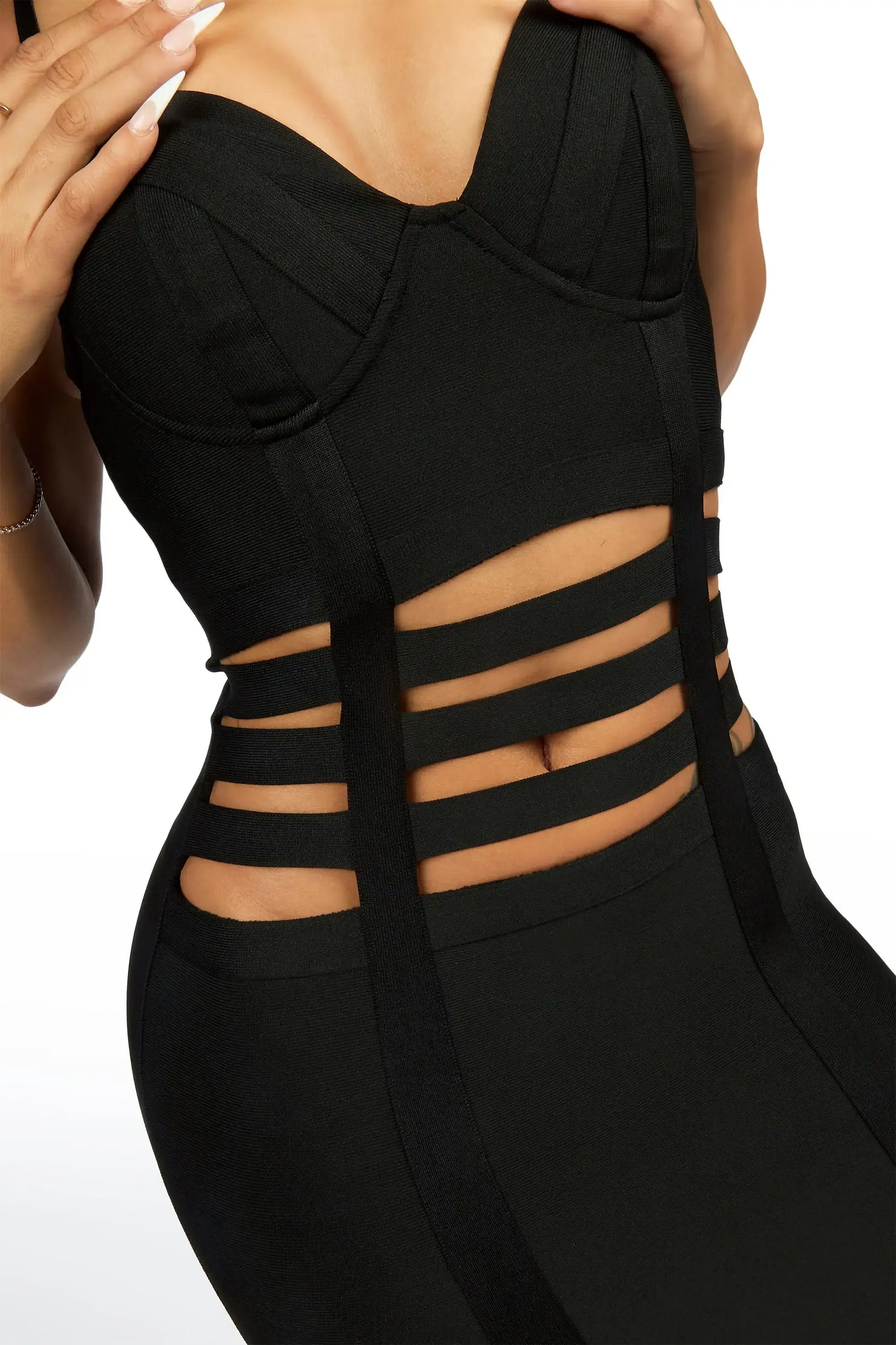 Caged-up Black Bandage Mini Dress