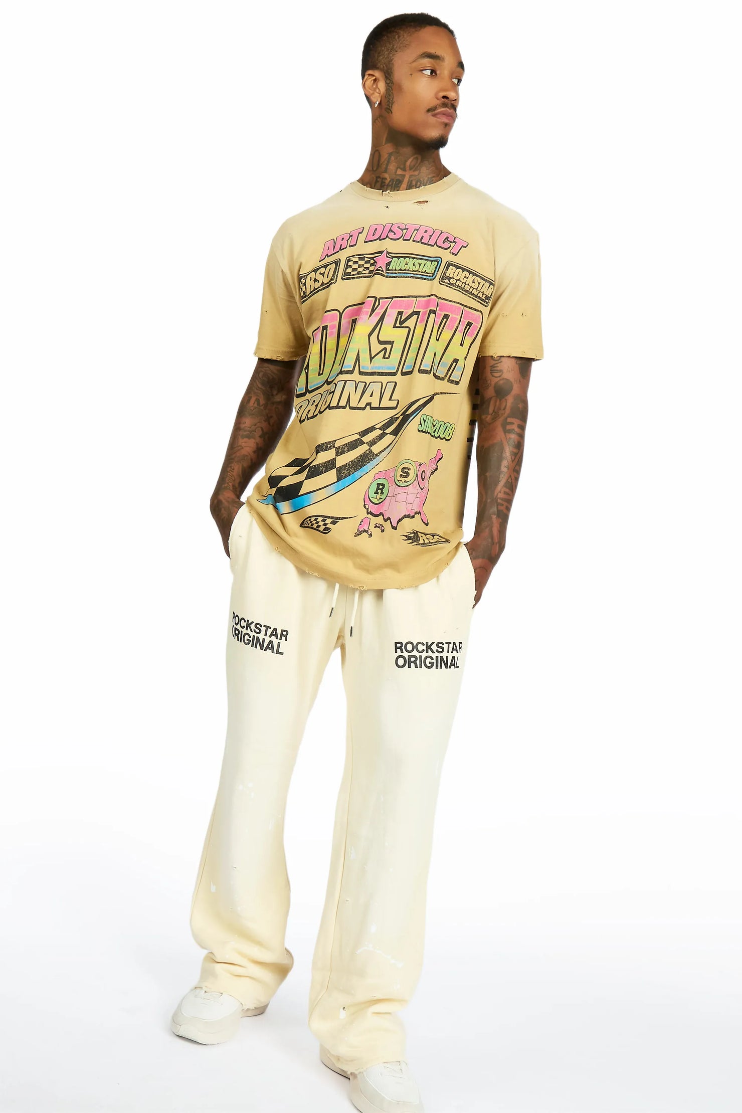 Burris Beige Oversized Graphic T-Shirt