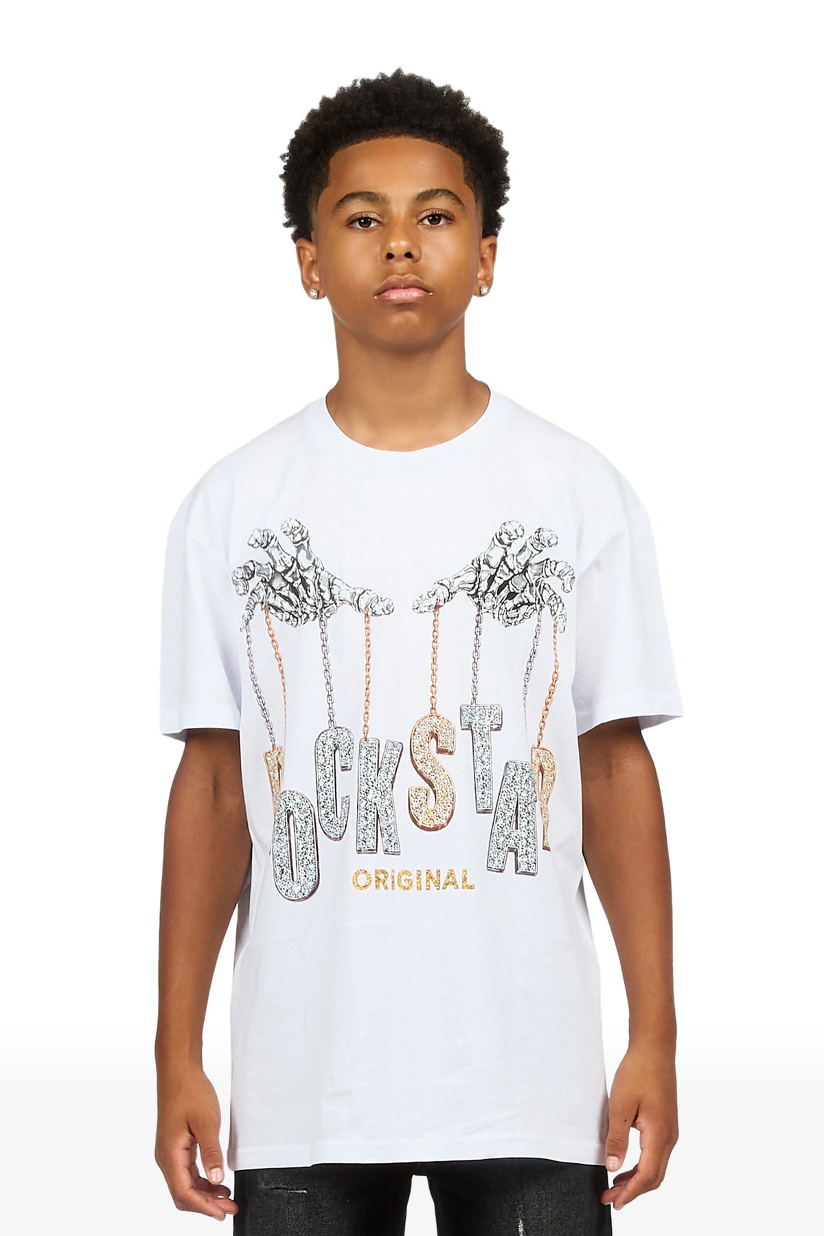 Boys Hicks White Graphic T-Shirt