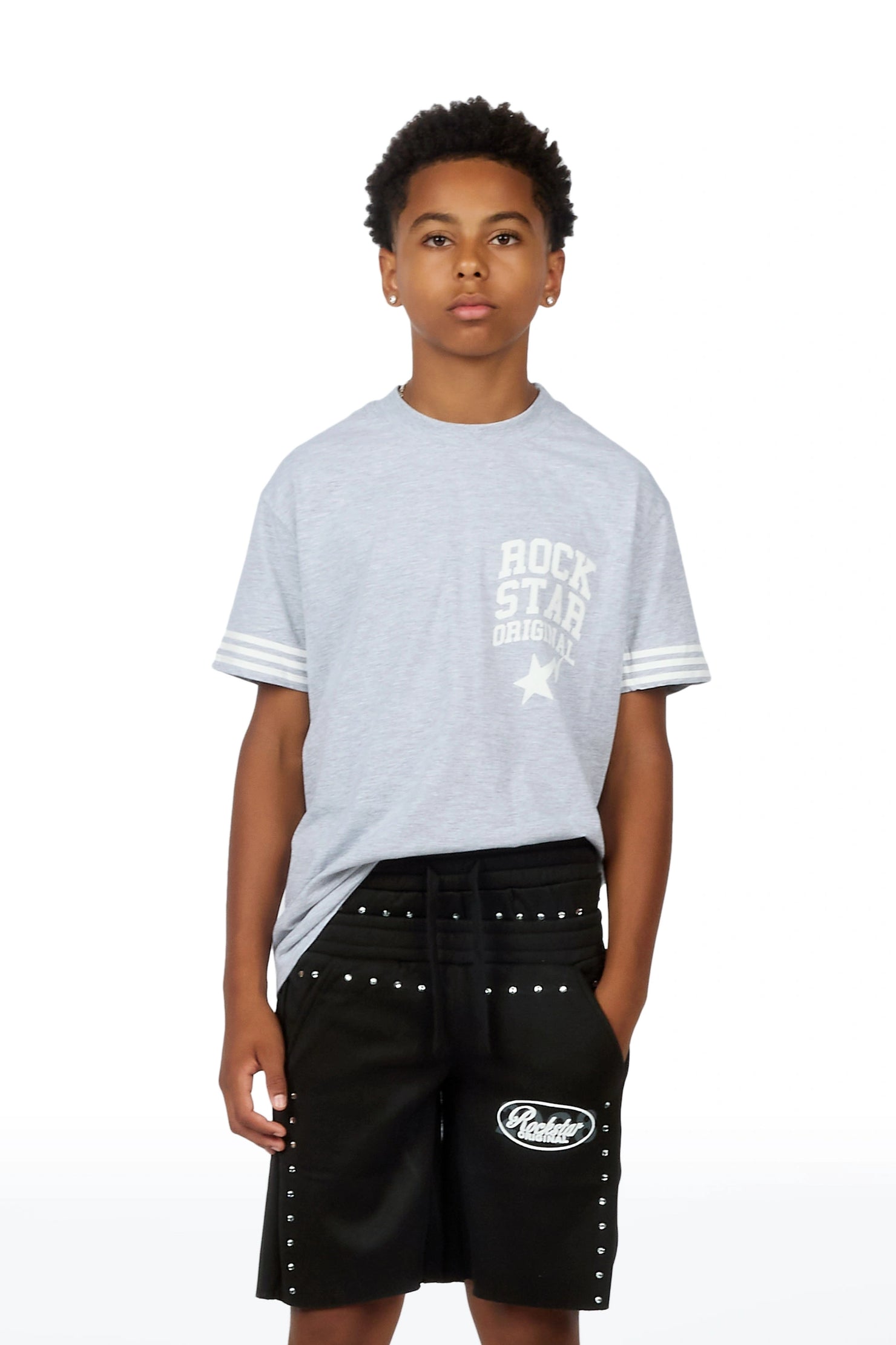 Boys Dezstan Black Rhinestone Double Waisted Short