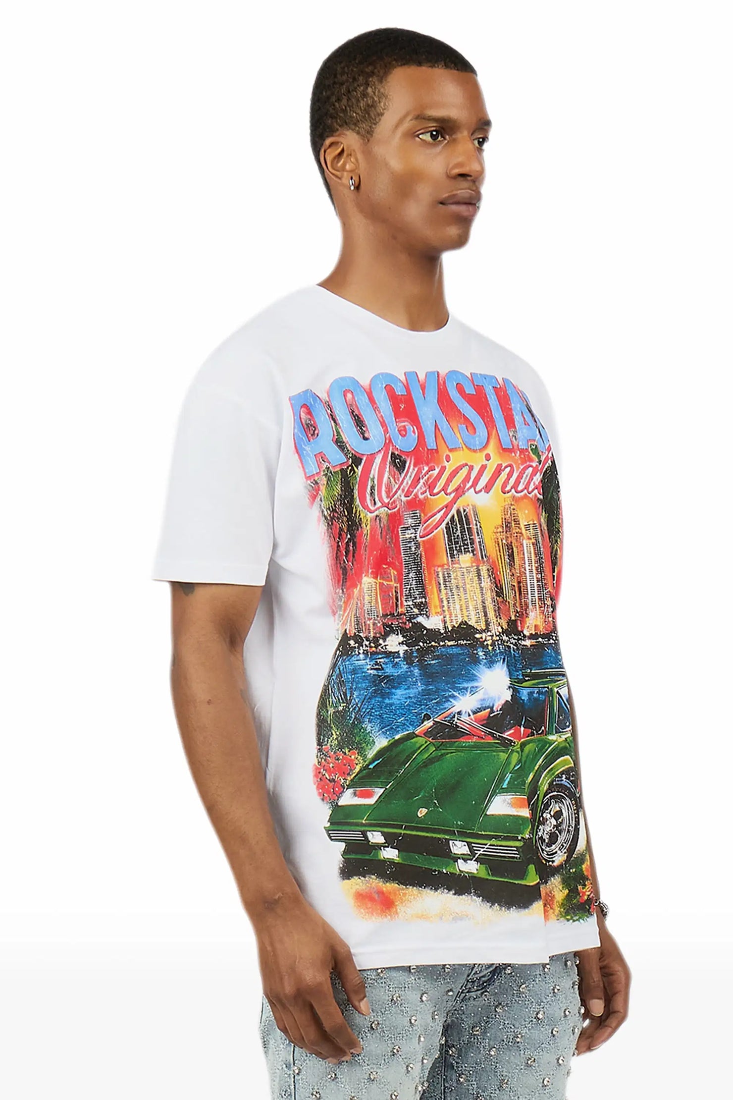 Jhaezar White Oversized Graphic T-Shirt