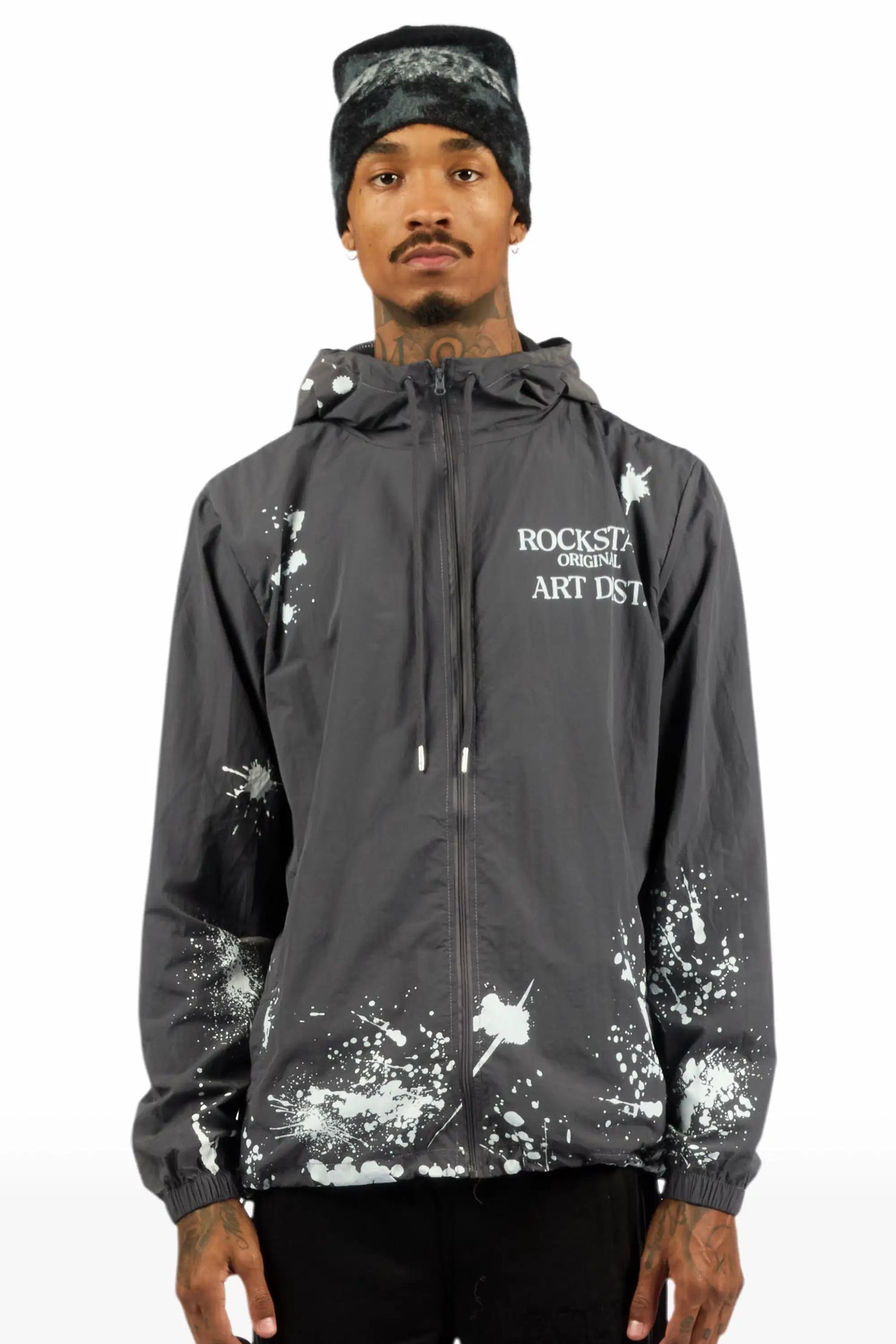 Raffer Grey Graphic Windbreaker