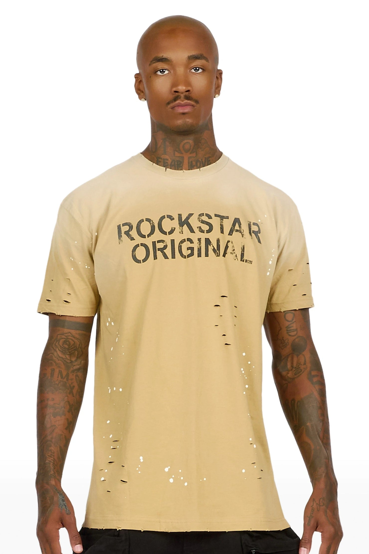 Reign Beige Oversized Graphic T-Shirt