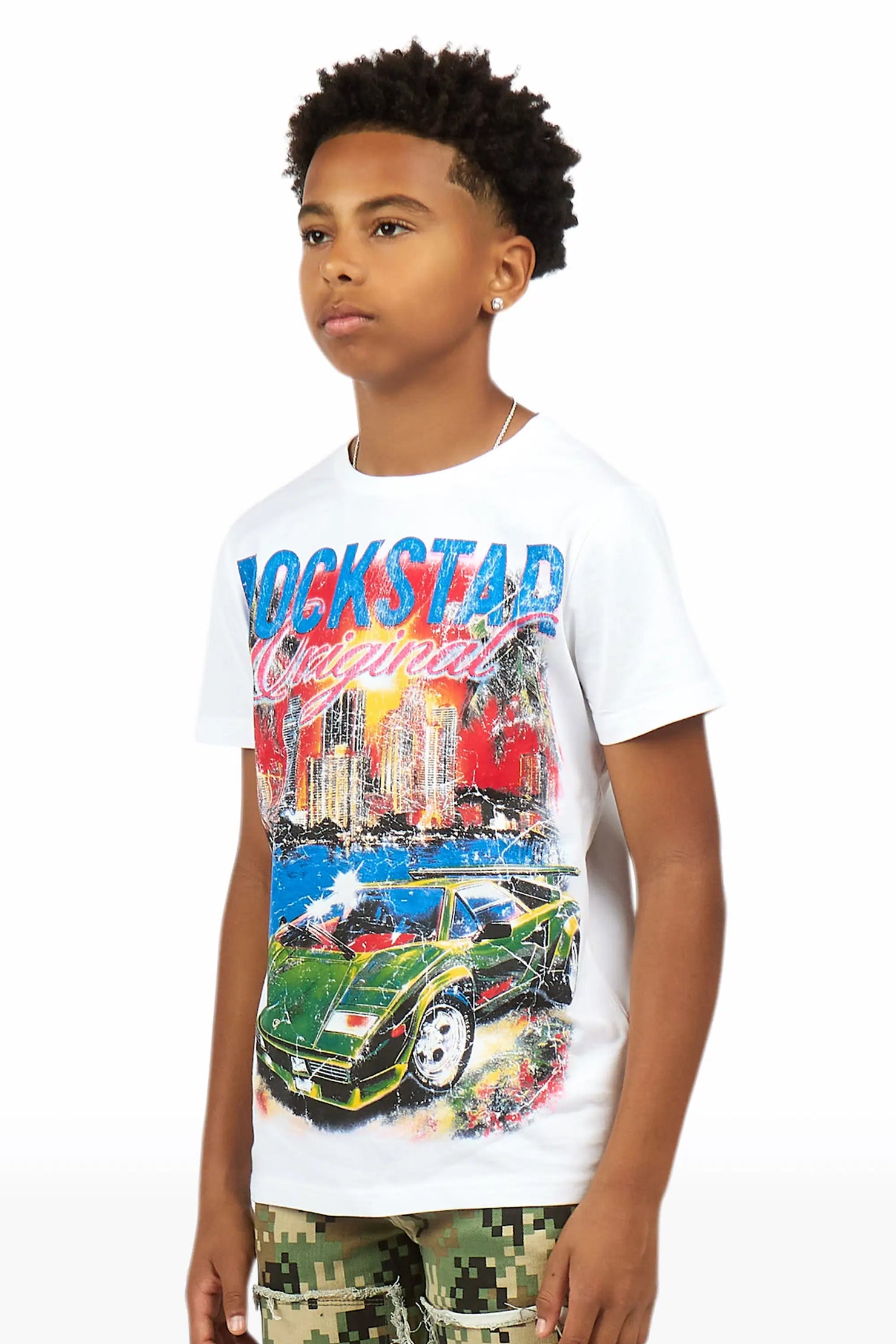 Boys Jhaezar White Graphic T-Shirt