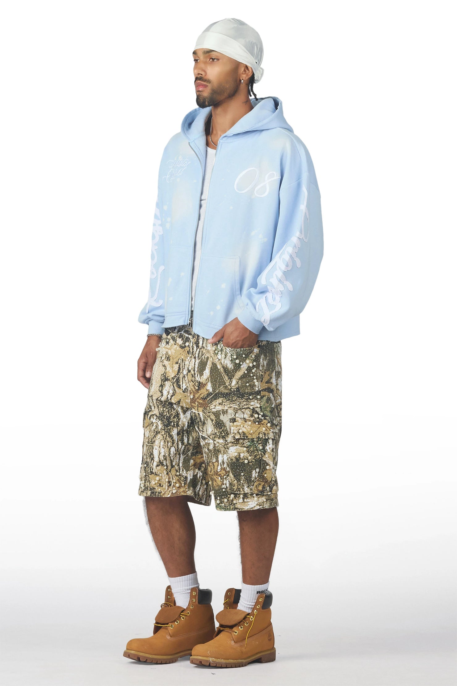 Sevyn Tree Camo Rhinestone Denim Short