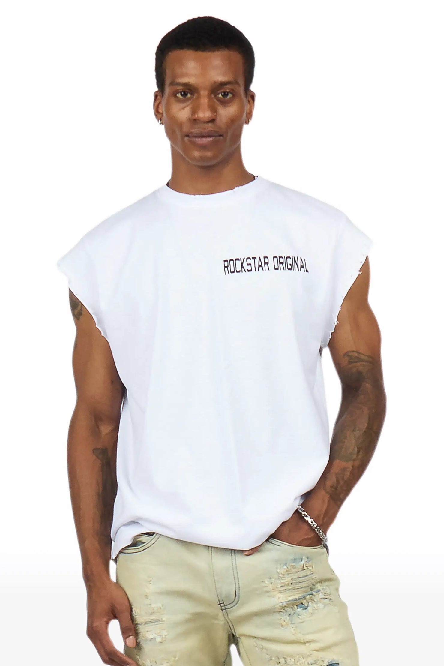 Corven White Cut Off T-Shirt