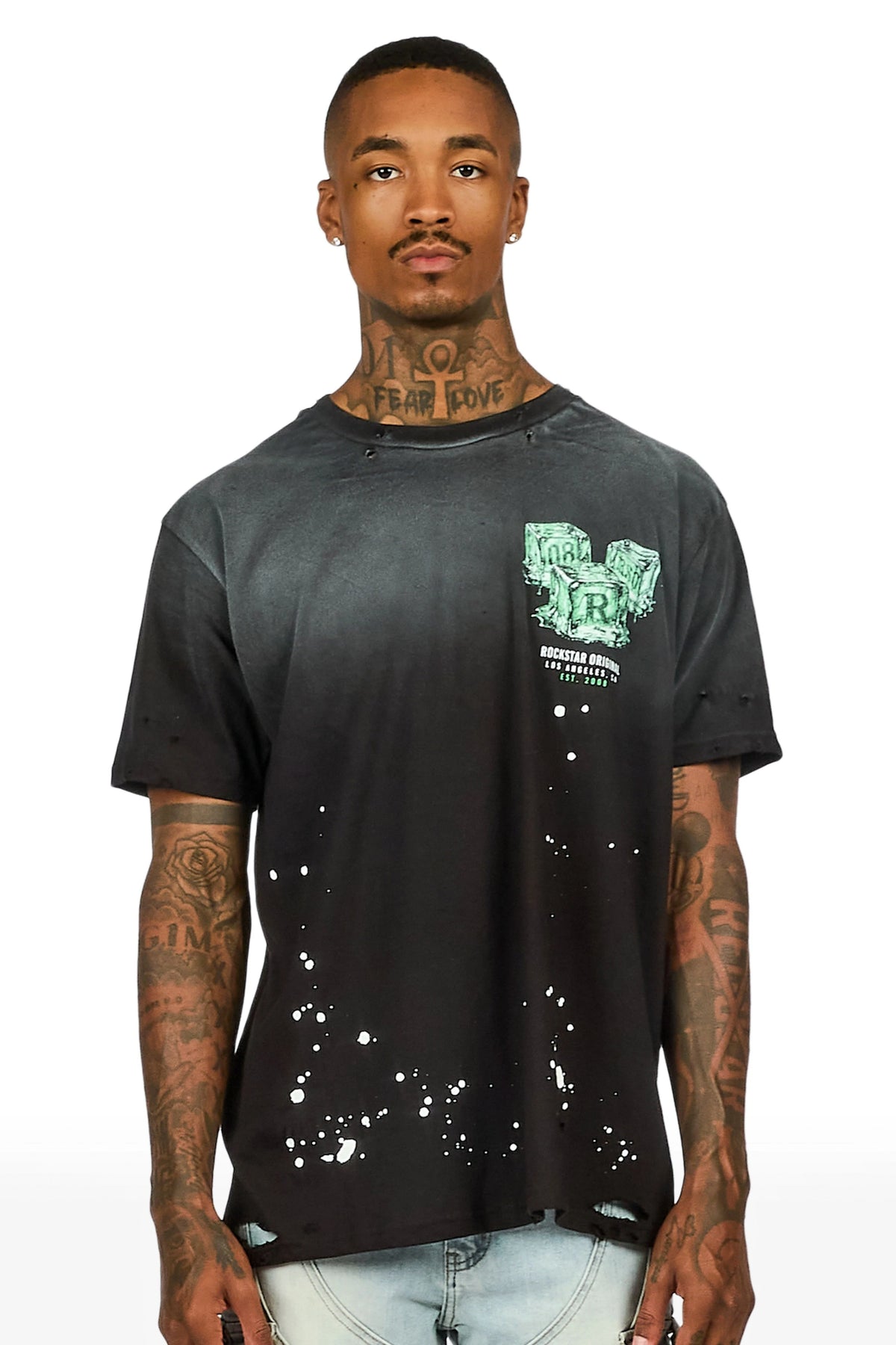 Cubes Black Oversized Graphic T-Shirt